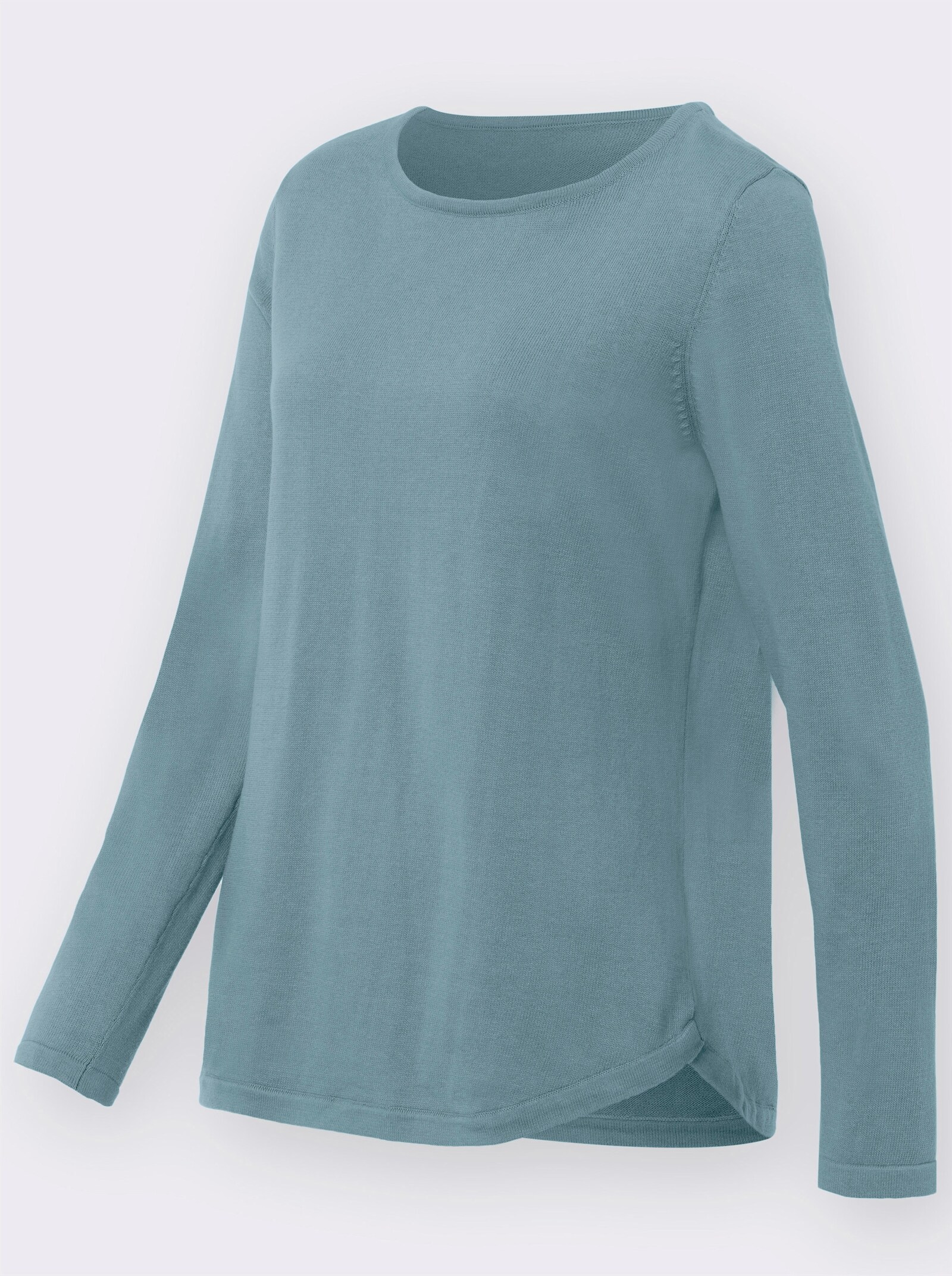 Katoenen pullover met overlappende zoom - aqua