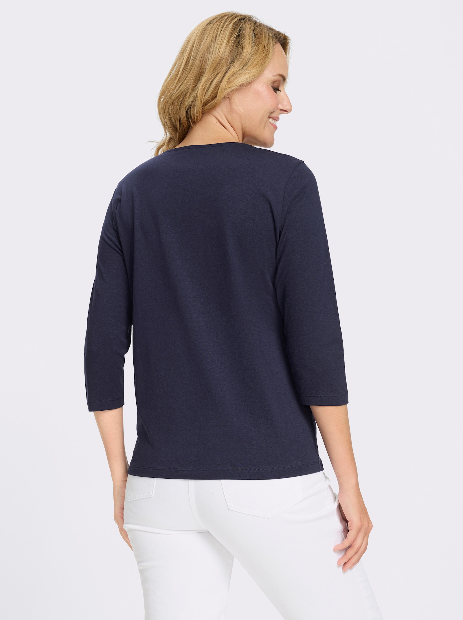 3/4-Arm-Shirt mit Katzen-Druck - marine-jeansblau-bedruckt