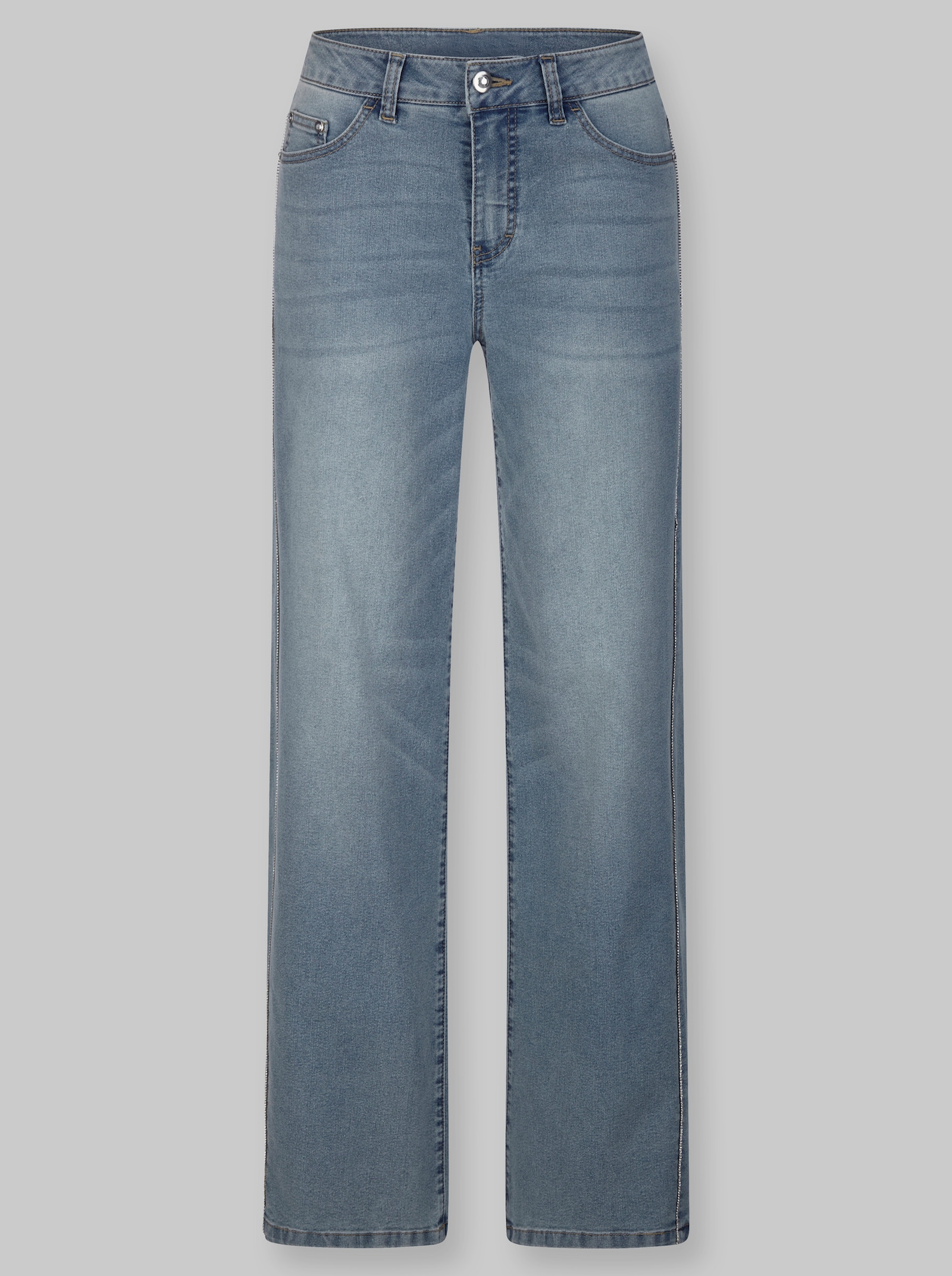 heine 5-Pocket-Jeans mit Glitzersteinchen - blue-bleached