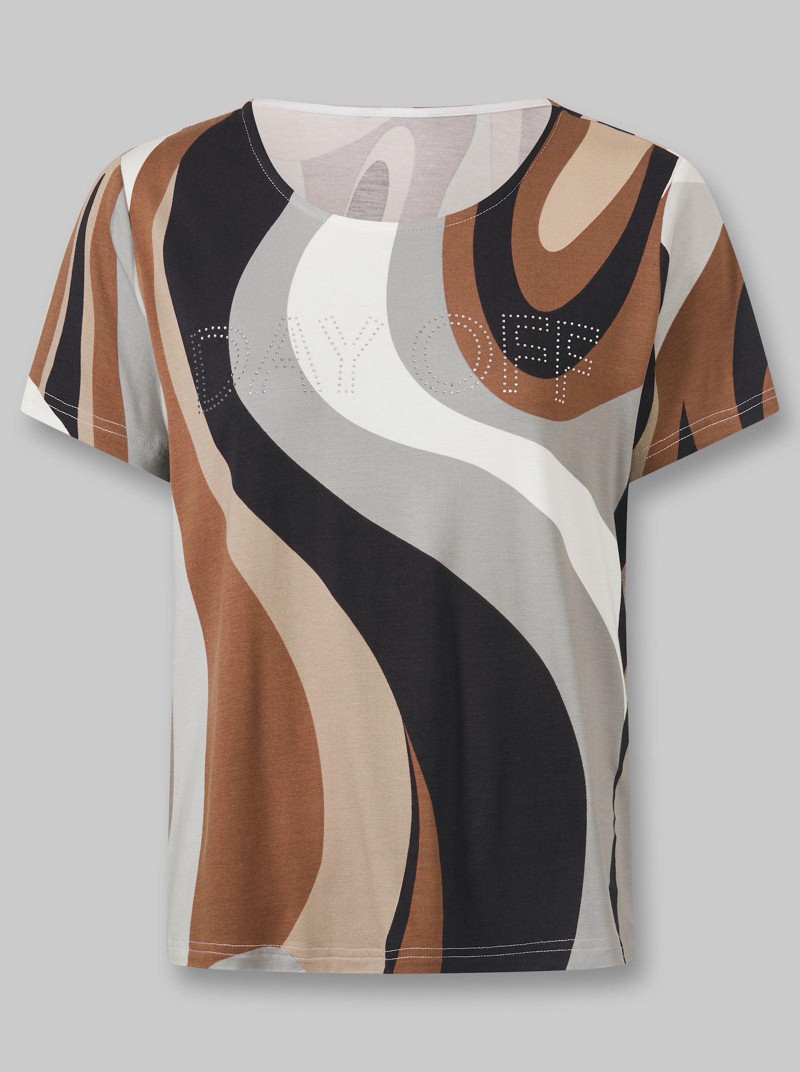 heine Kurzarmshirt mit Grafikprint - schwarz-braun-gemustert