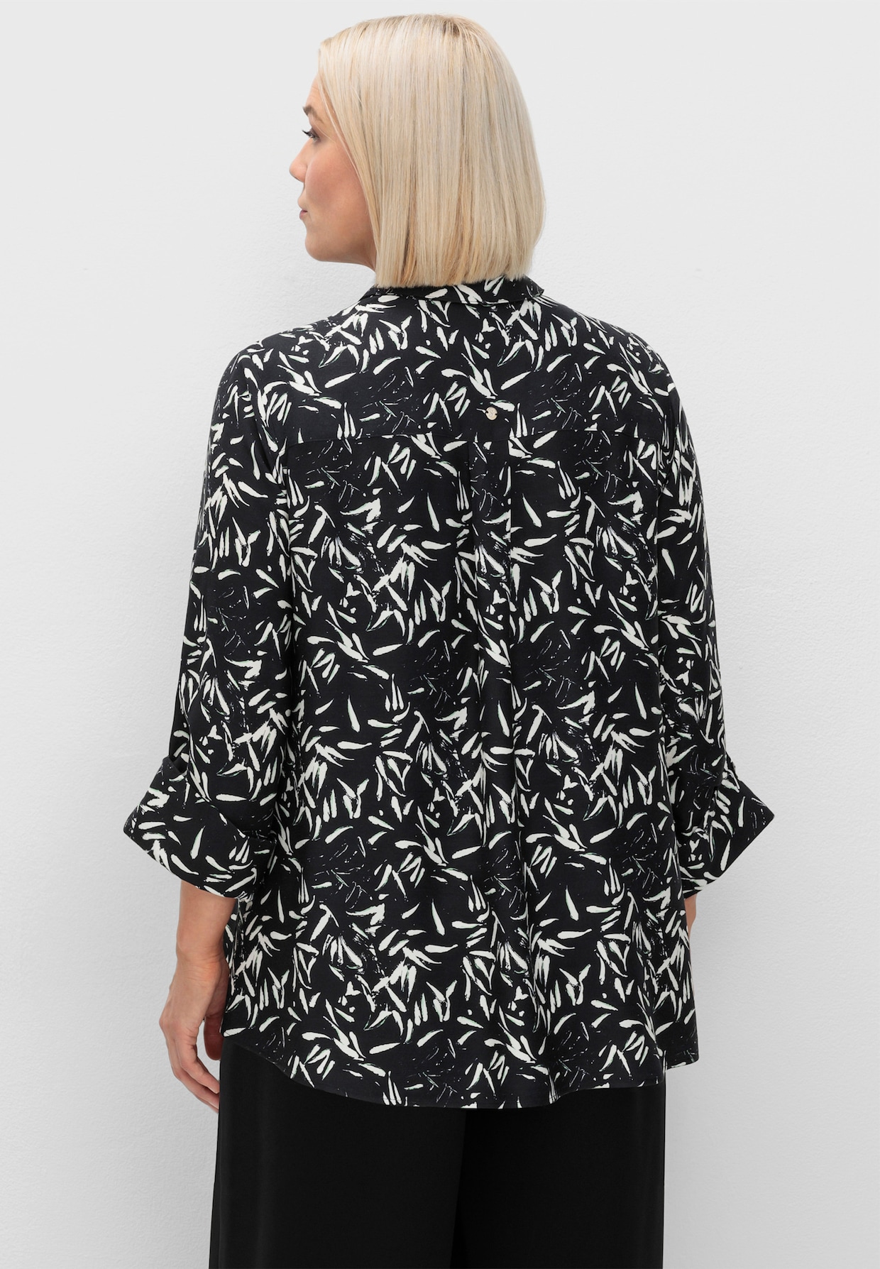 sheego Overhemdblouse - zwart/wit gedessineerd