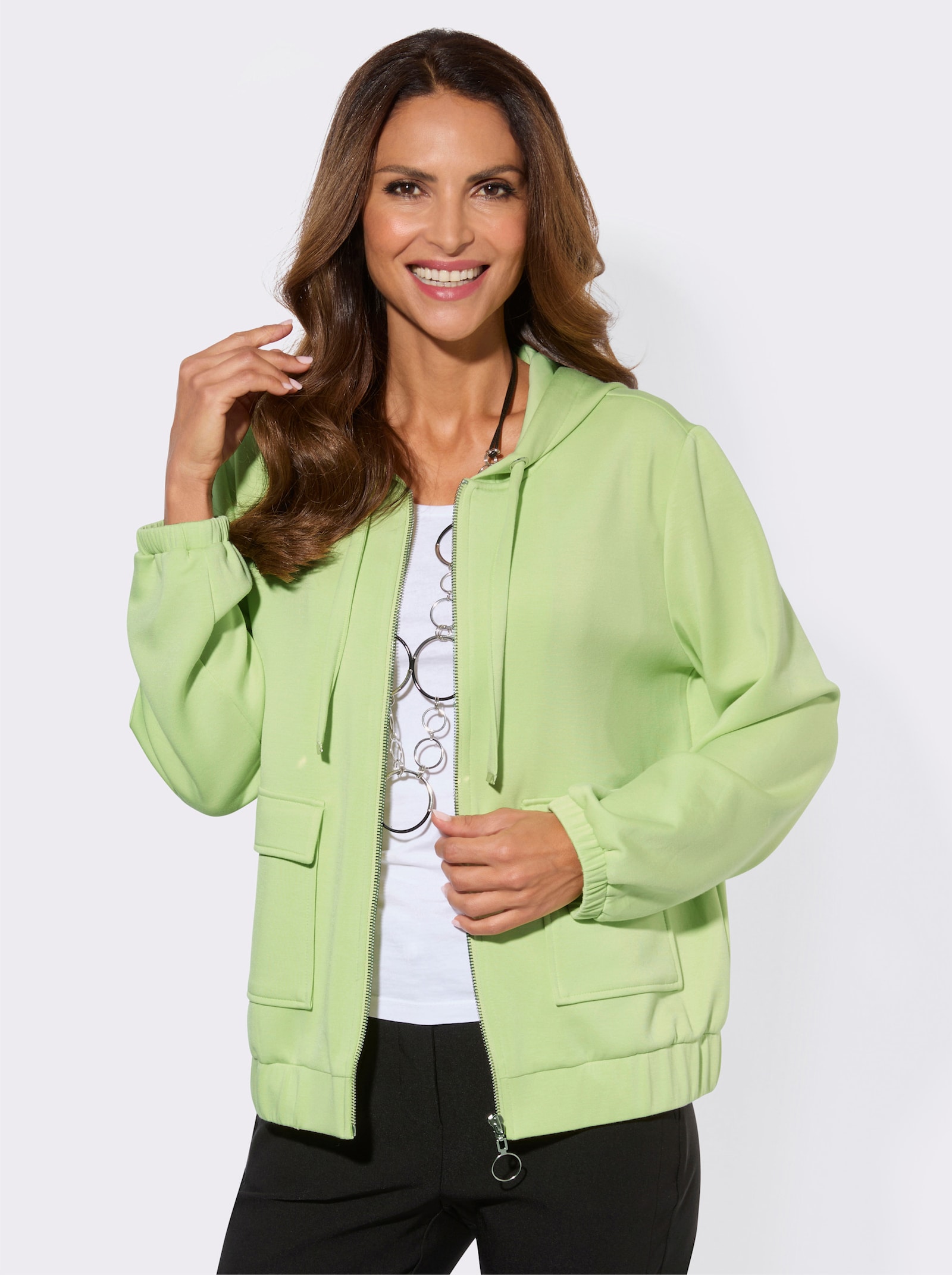 Sweatjacke mit Kapuze - pistazie