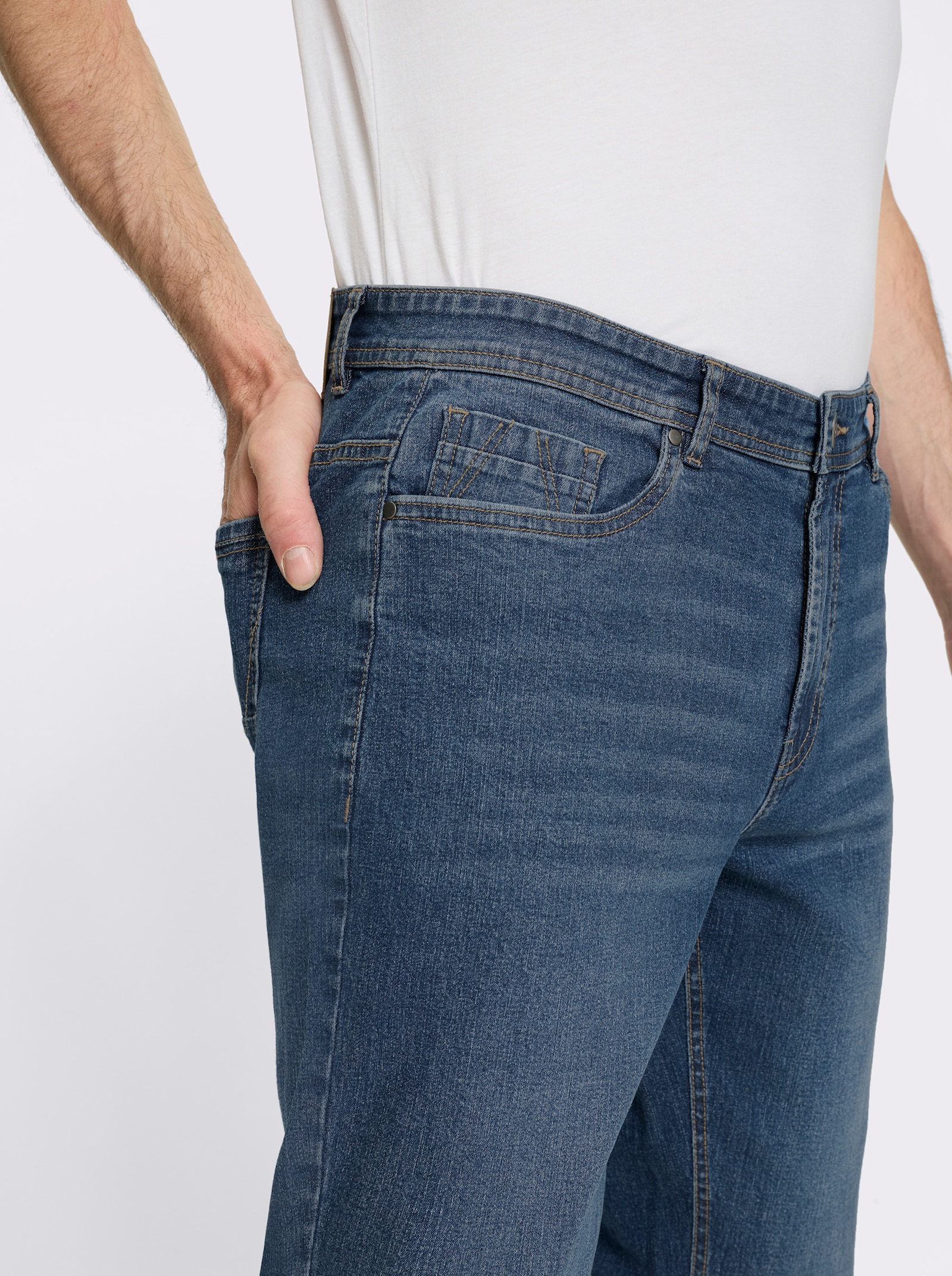 Marco Donati 5-Pocket-Jeans mit Used-Effekt - blue-stone-washed