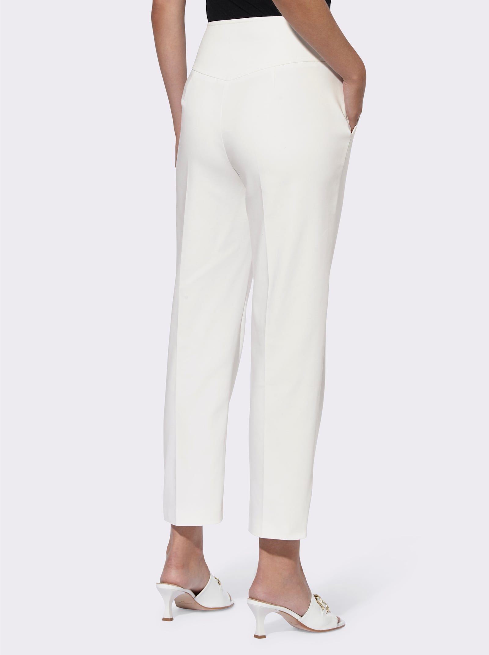 heine 7/8-Hose mit breitem Ziergürtel - weiss