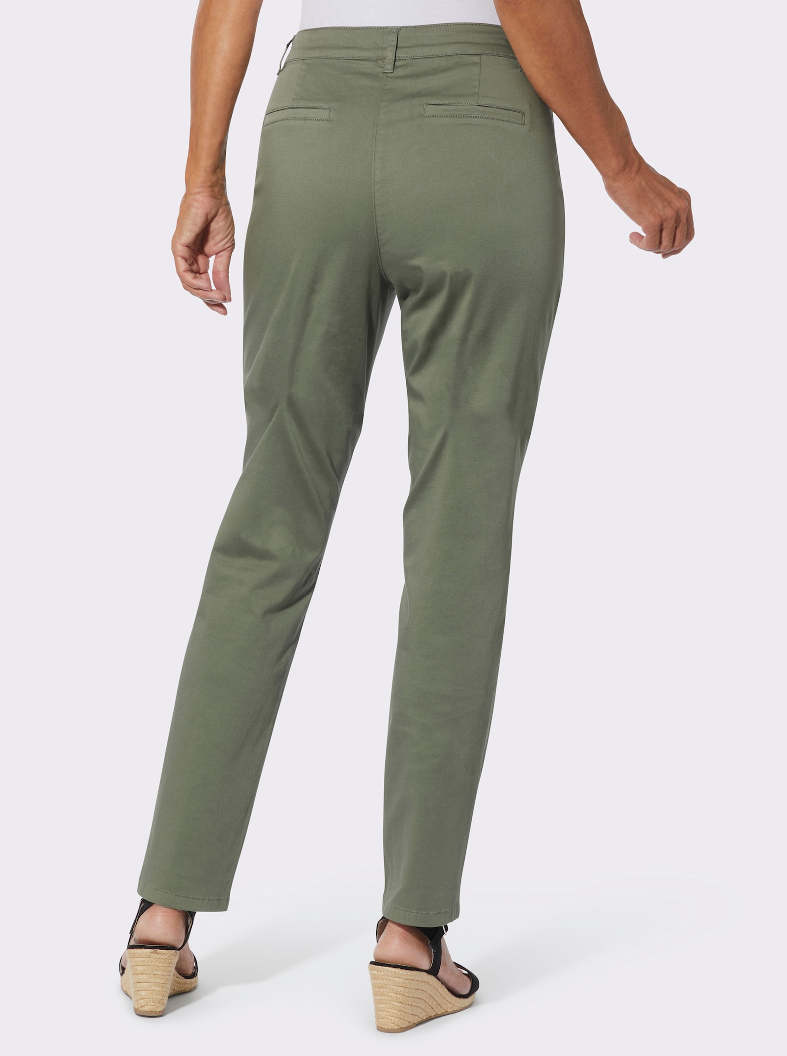 Chinohose mit Satin-Glanz - khaki