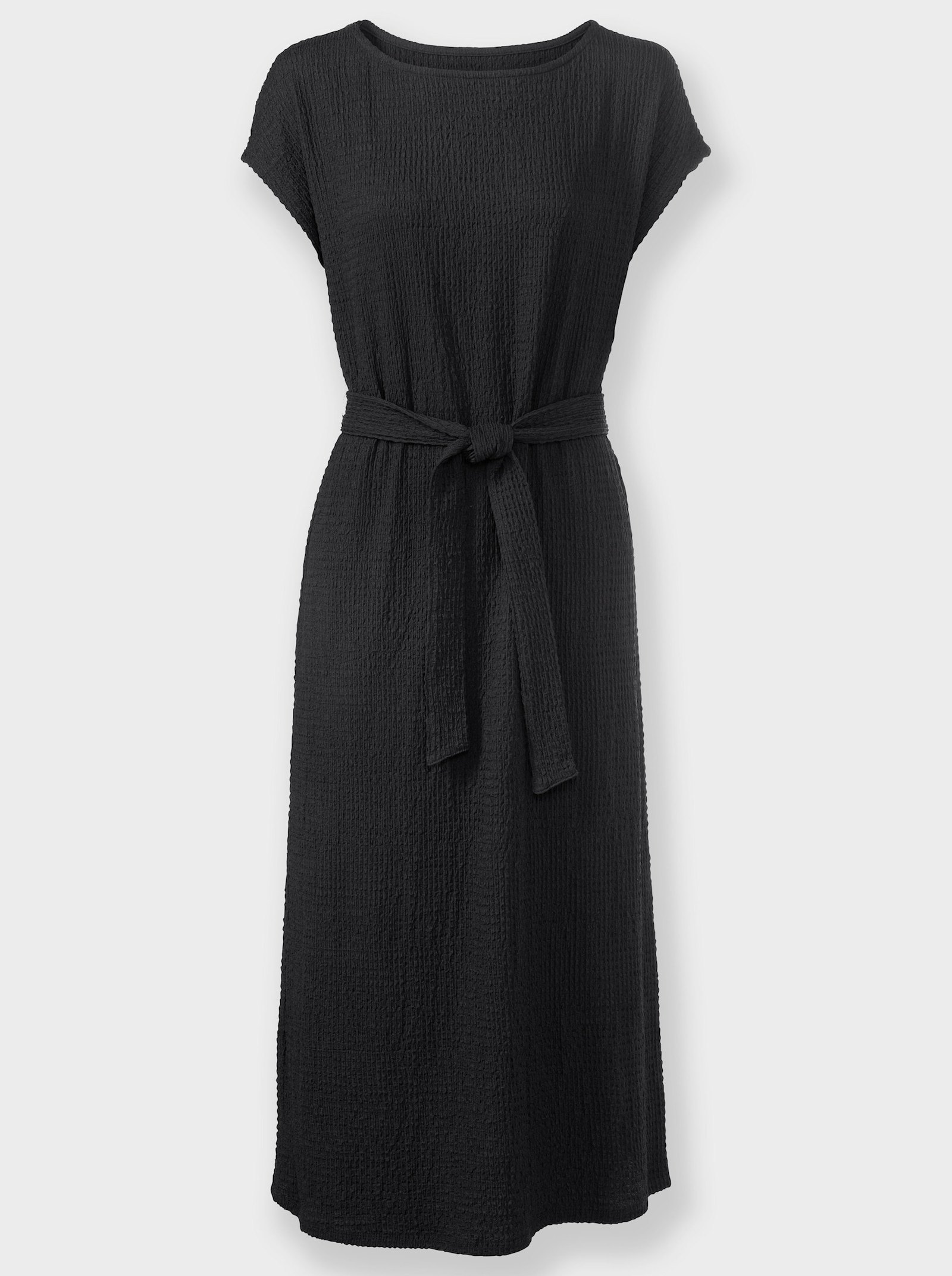 Jerseykleid in Struktur-Qualität - schwarz