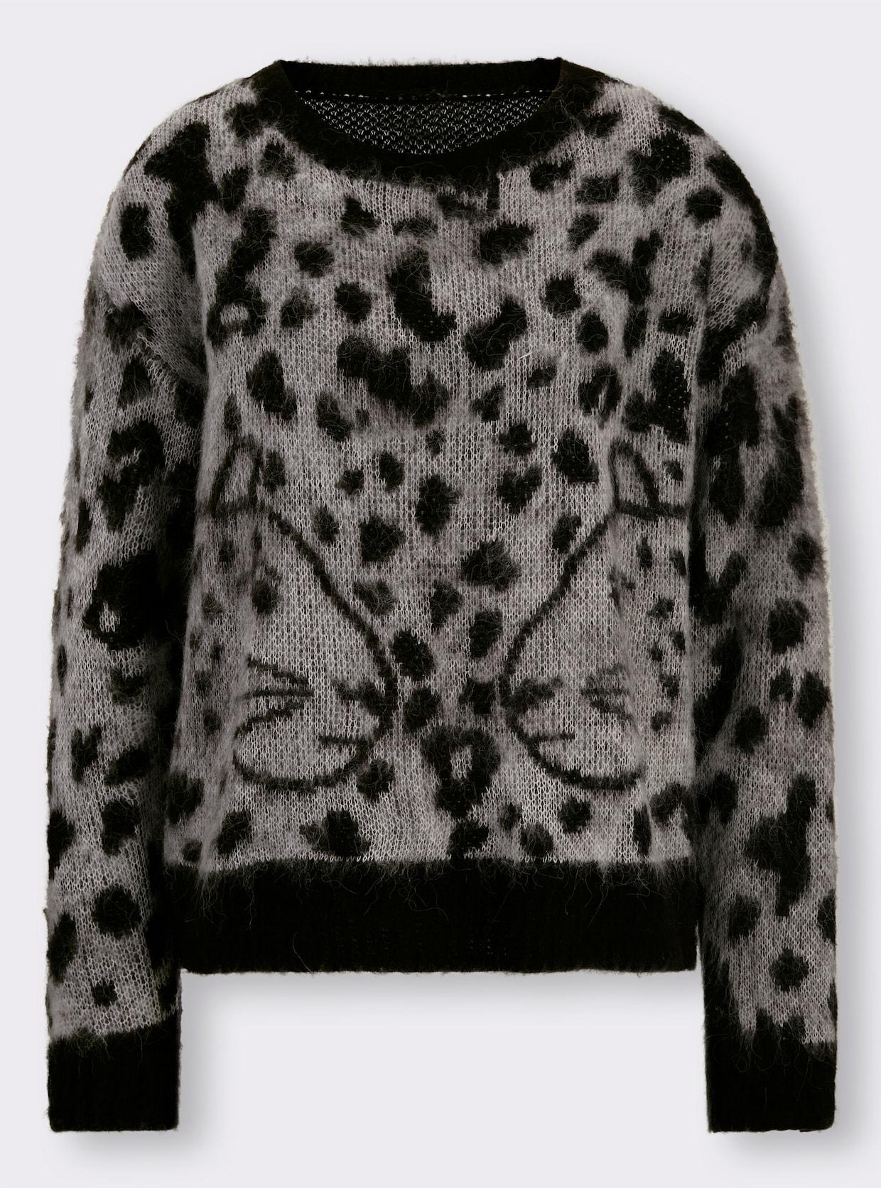 heine Pullover met ronde hals - zwart/ecru gedessineerd