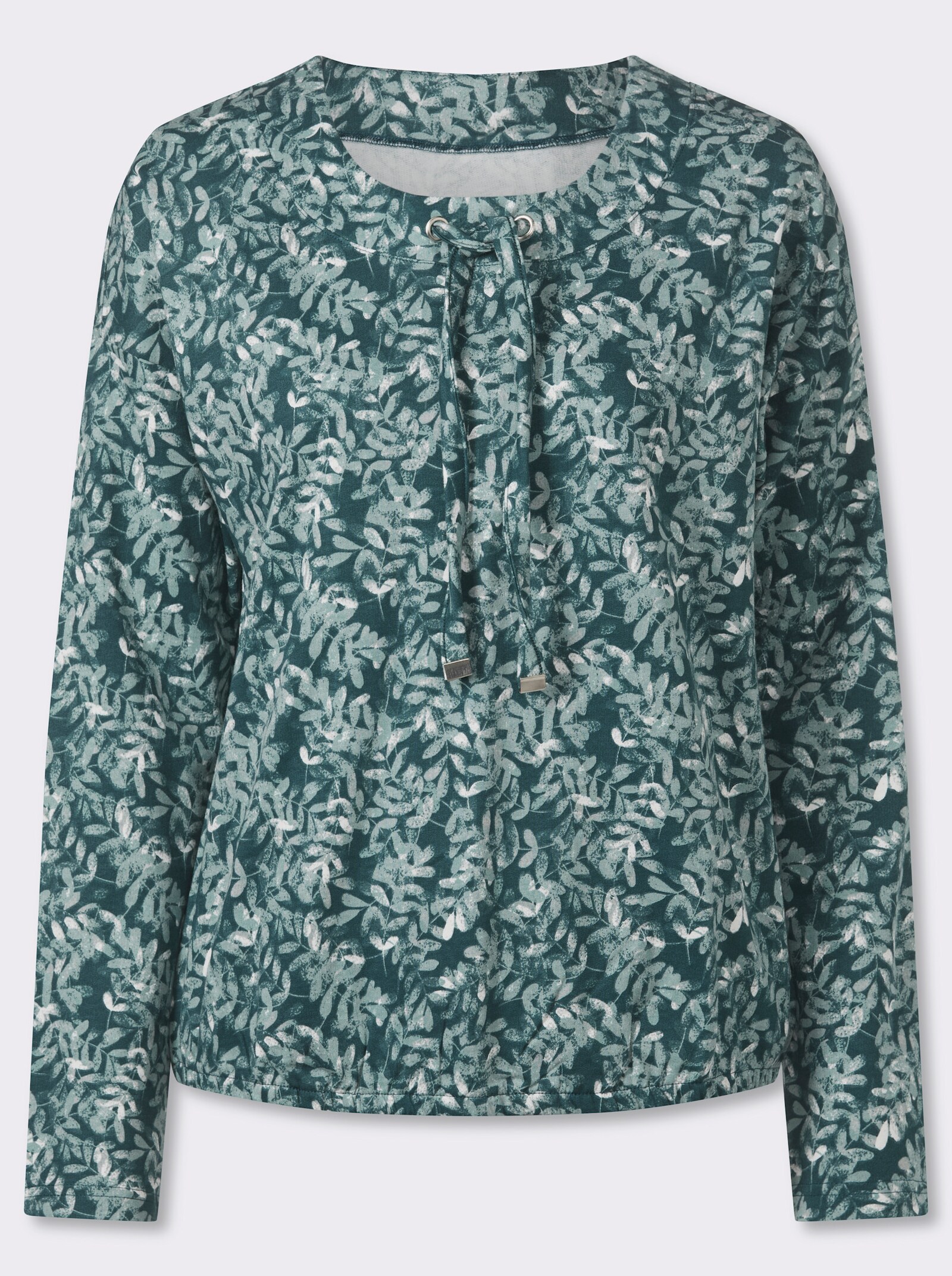 Print-Shirt - petrol-grau-bedruckt