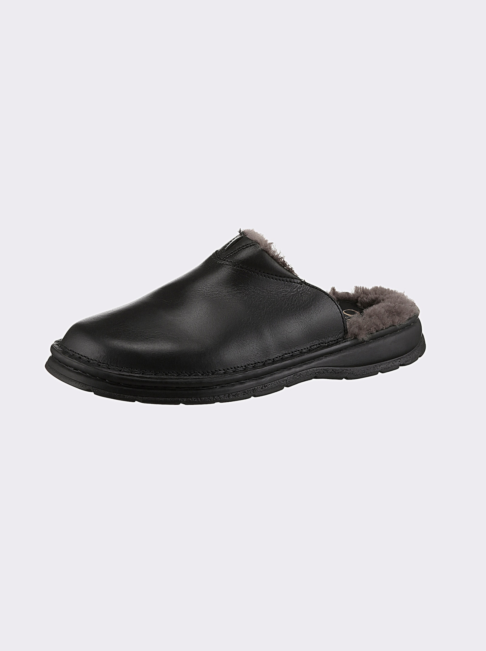 airsoft modern+ Pantoffel mit Lammfell-Futter - schwarz