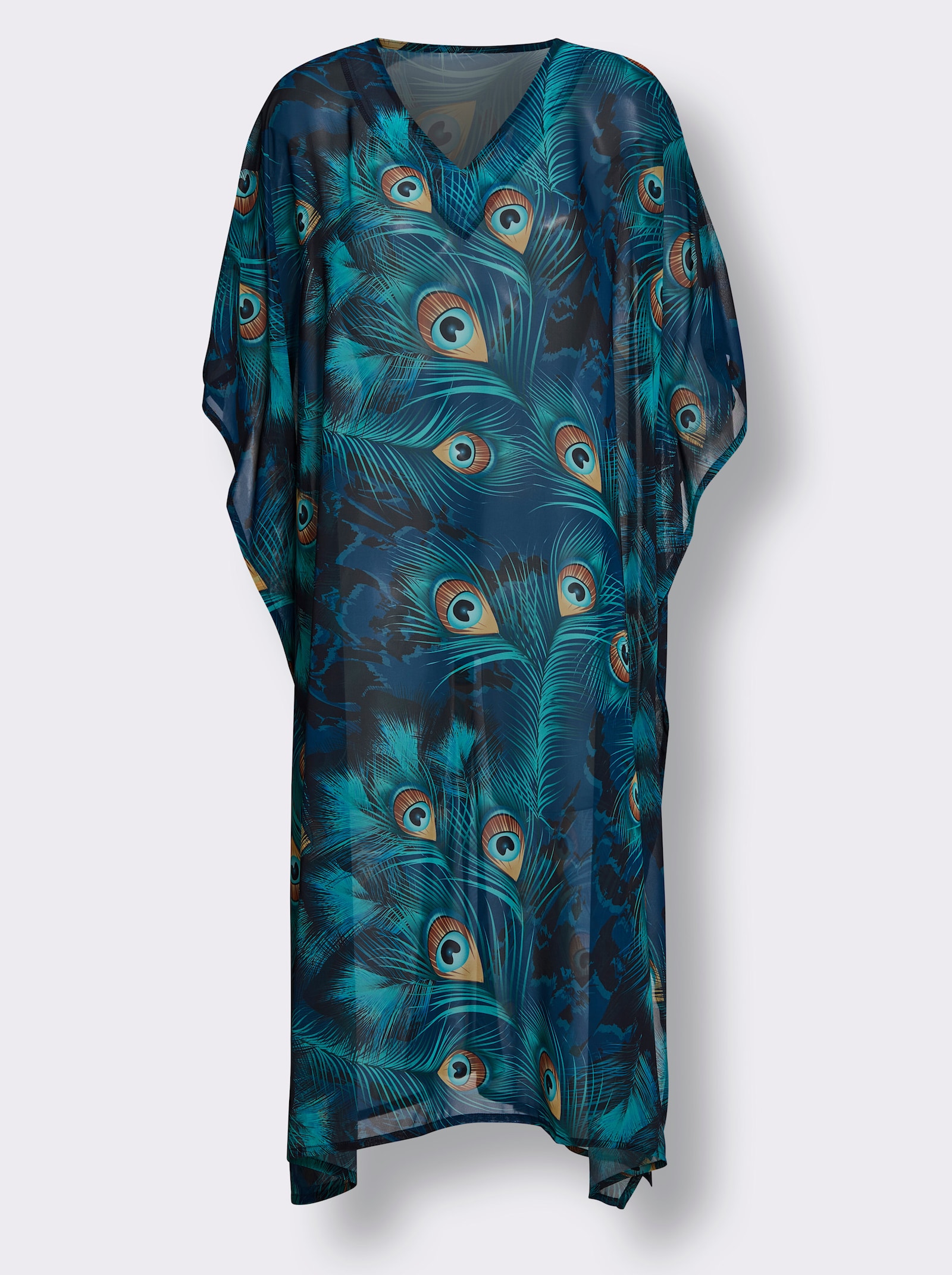 feel good Kaftan - royalblau-blaugrün-bedruckt