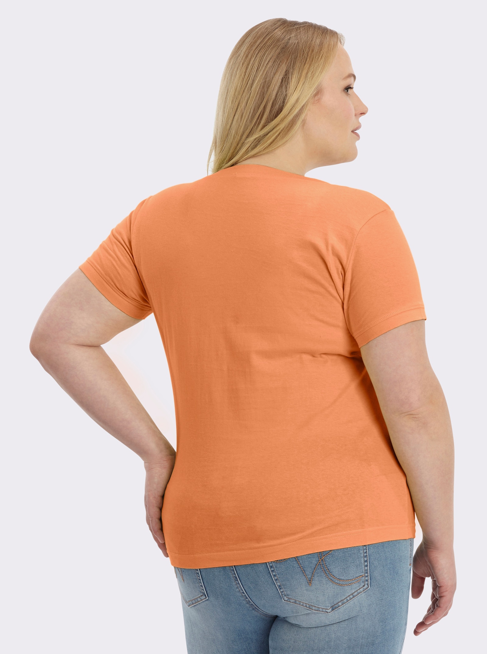 Kurzarmshirt mit Karree-Ausschnitt - orange