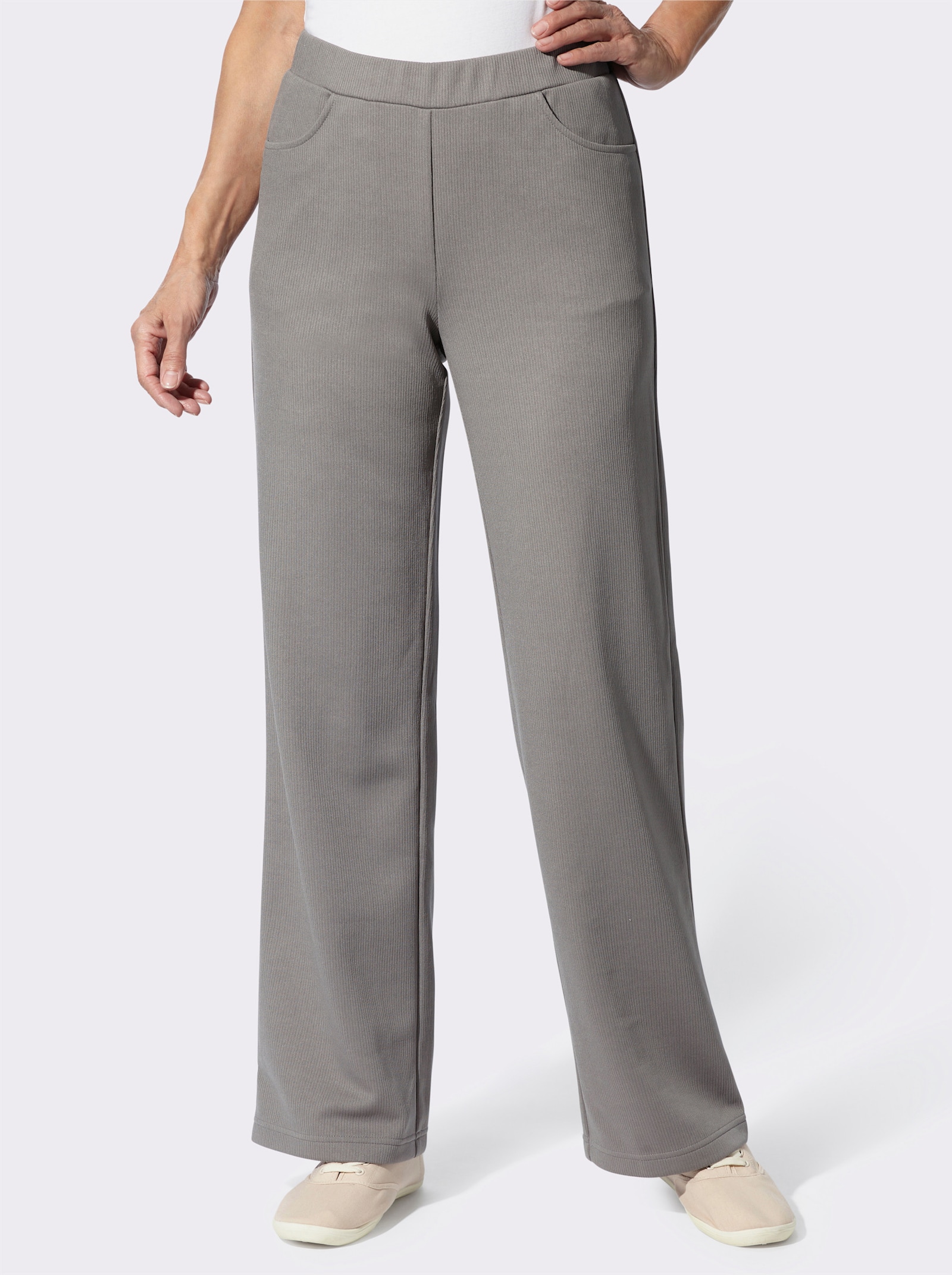 Schlupfhose in Ripp-Optik, pflegeleicht - grau