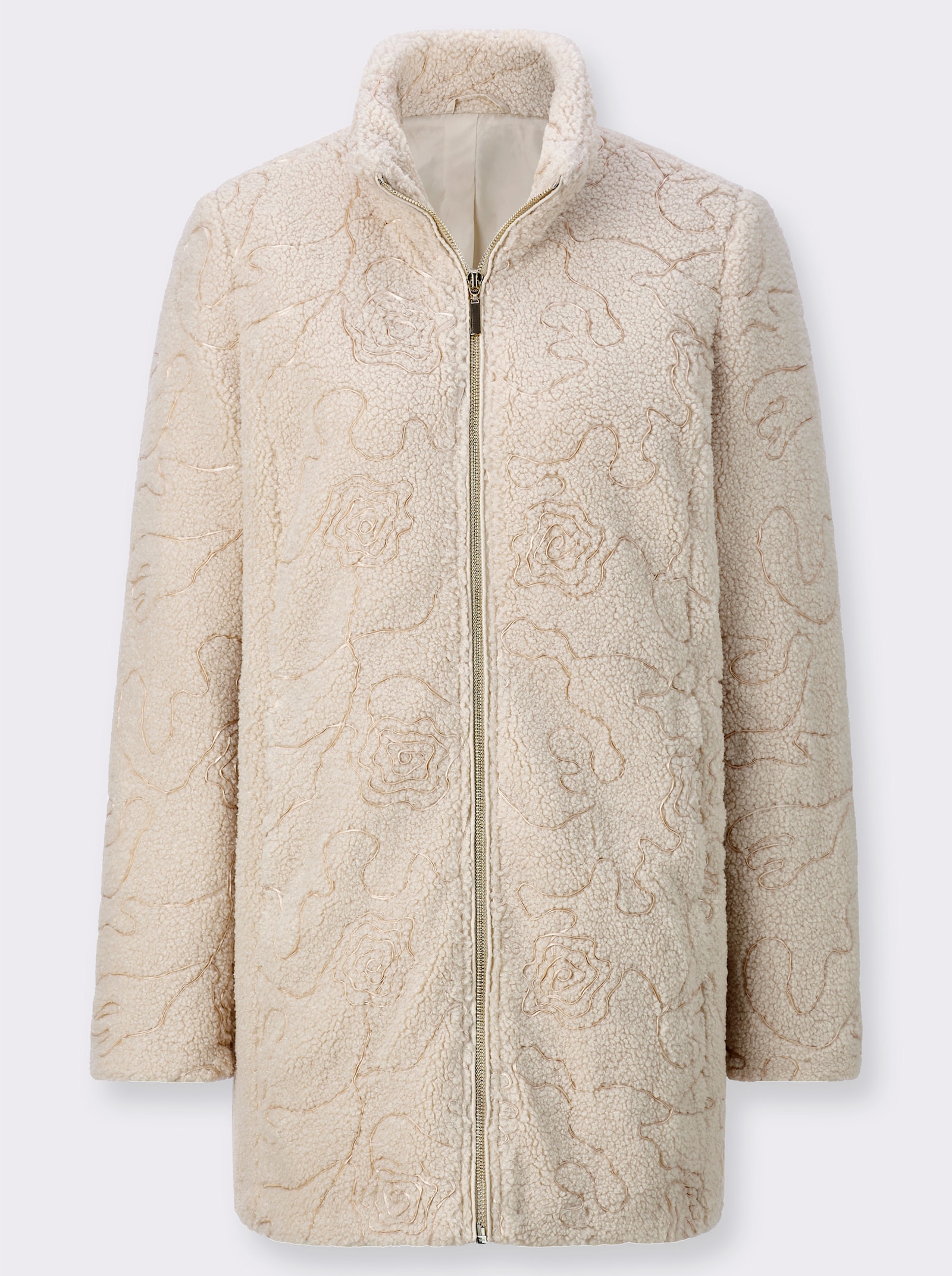 Mainpol Fellimitatjacke mit Stehkragen, A-Form - sand