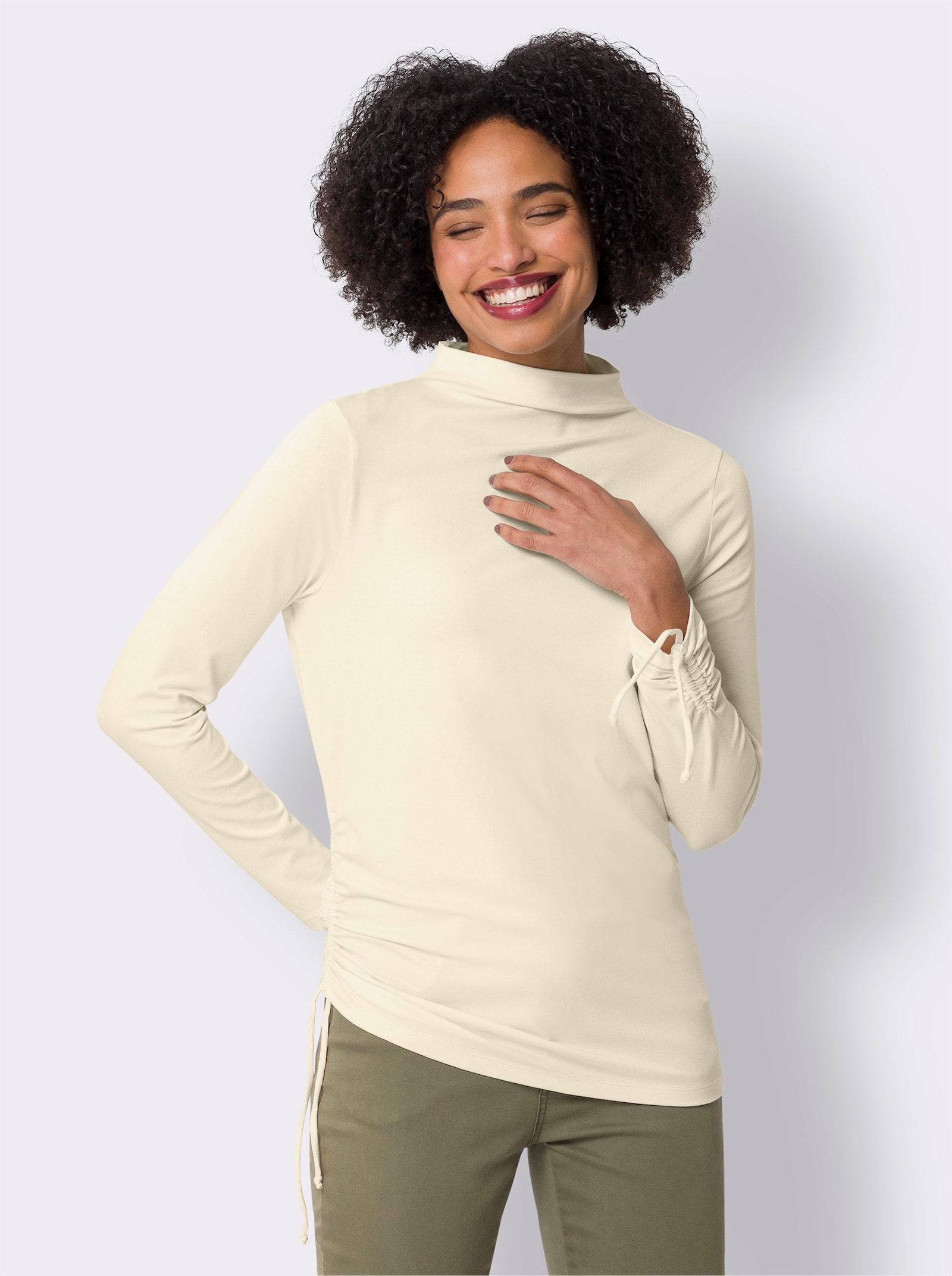 heine Langarmshirt mit seitlichem Bindeband - champagner