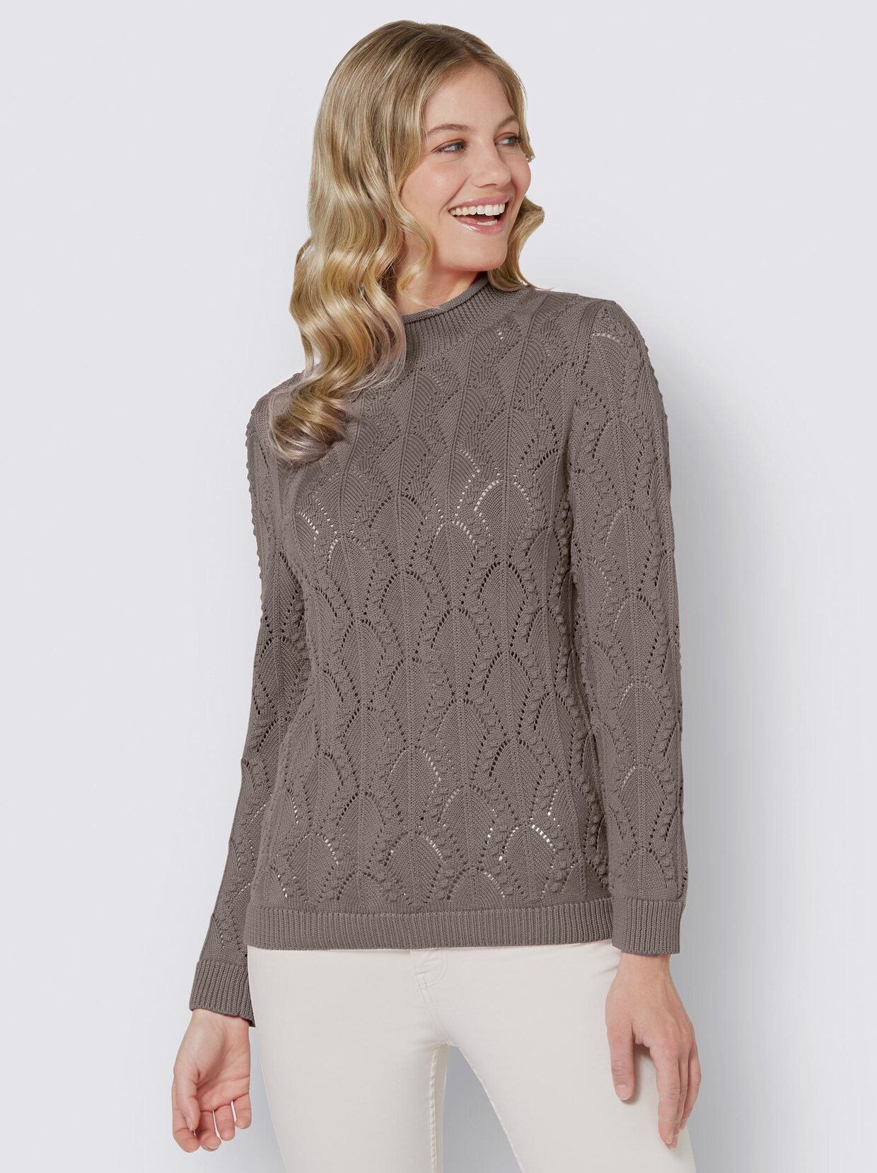 Langarm-Pullover - taupe