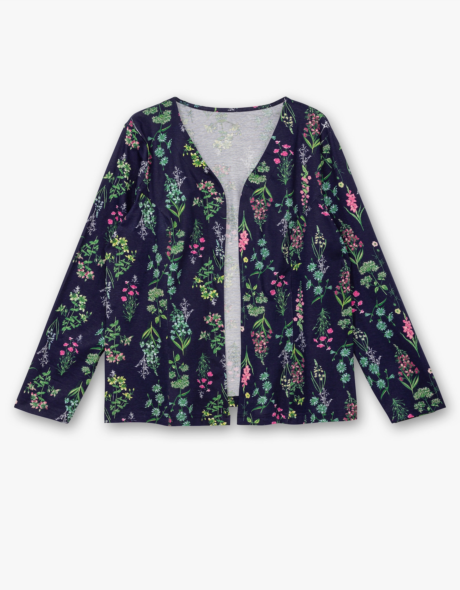 Shirtjacke ohne Verschluss - marine-altrosa-bedruckt