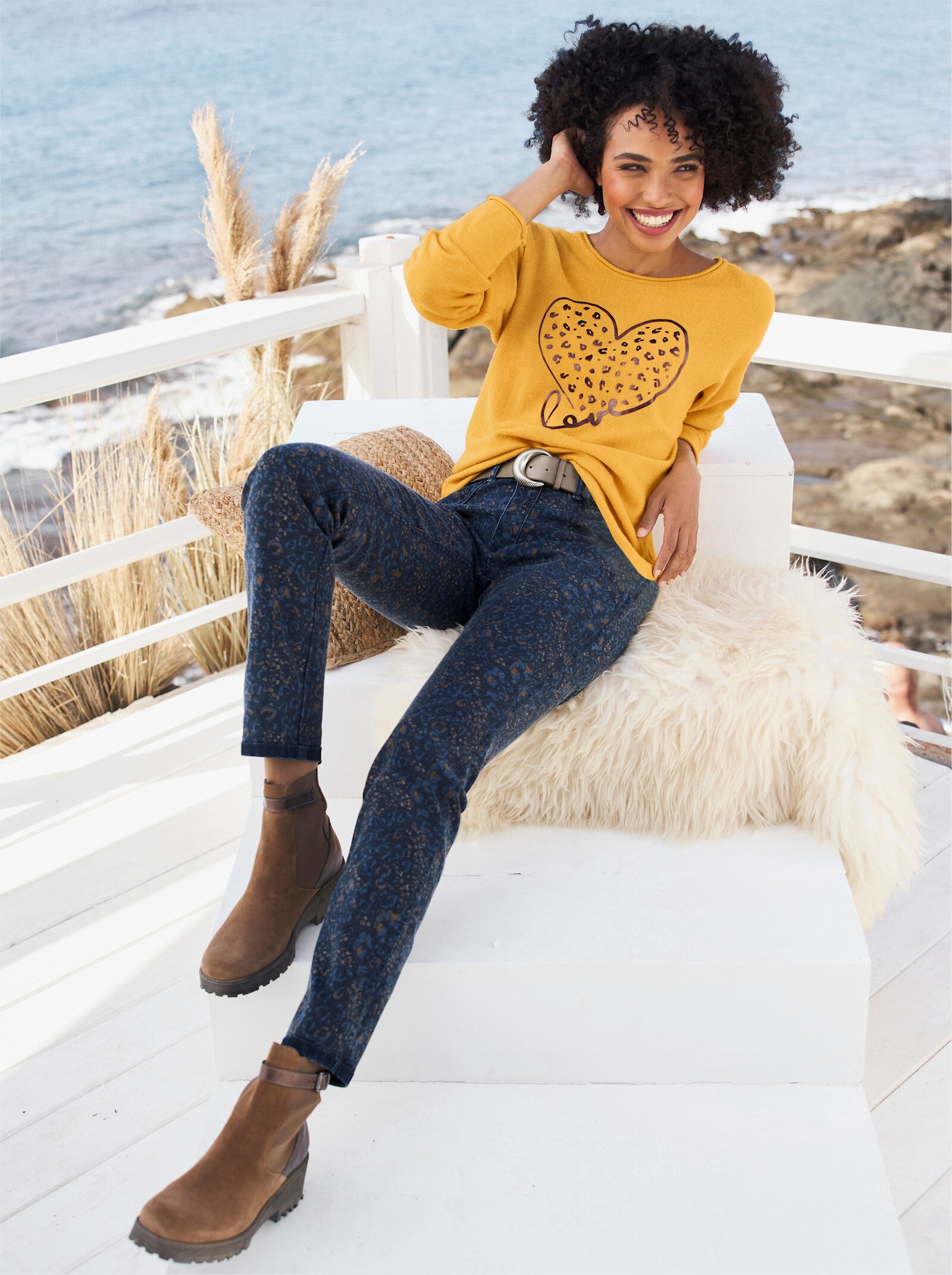 heine Skinny Jeans mit Leo-Dessin - dark blue