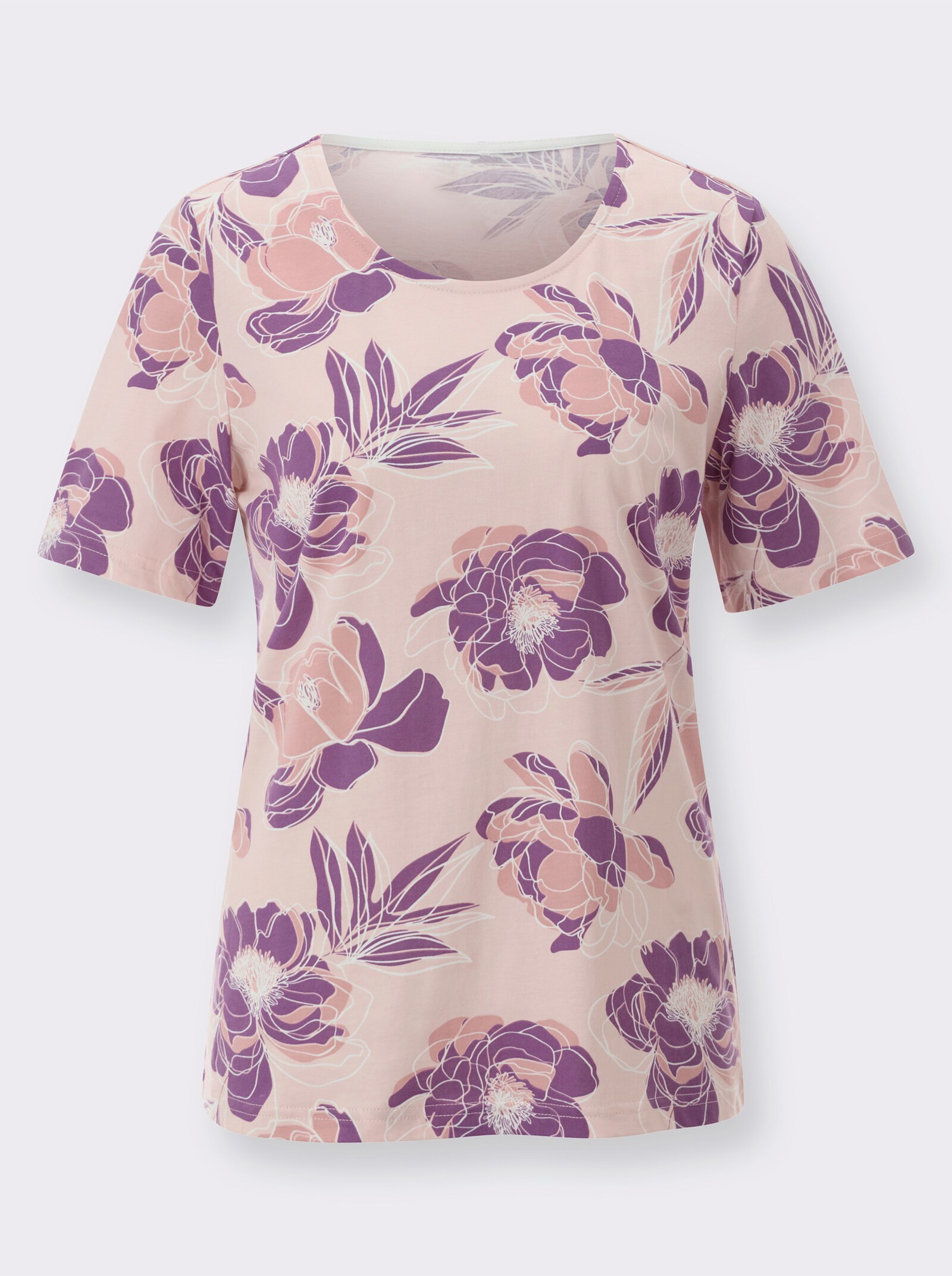 Shirt met korte mouwen en bloemenprint - hortensia/paars bedrukt