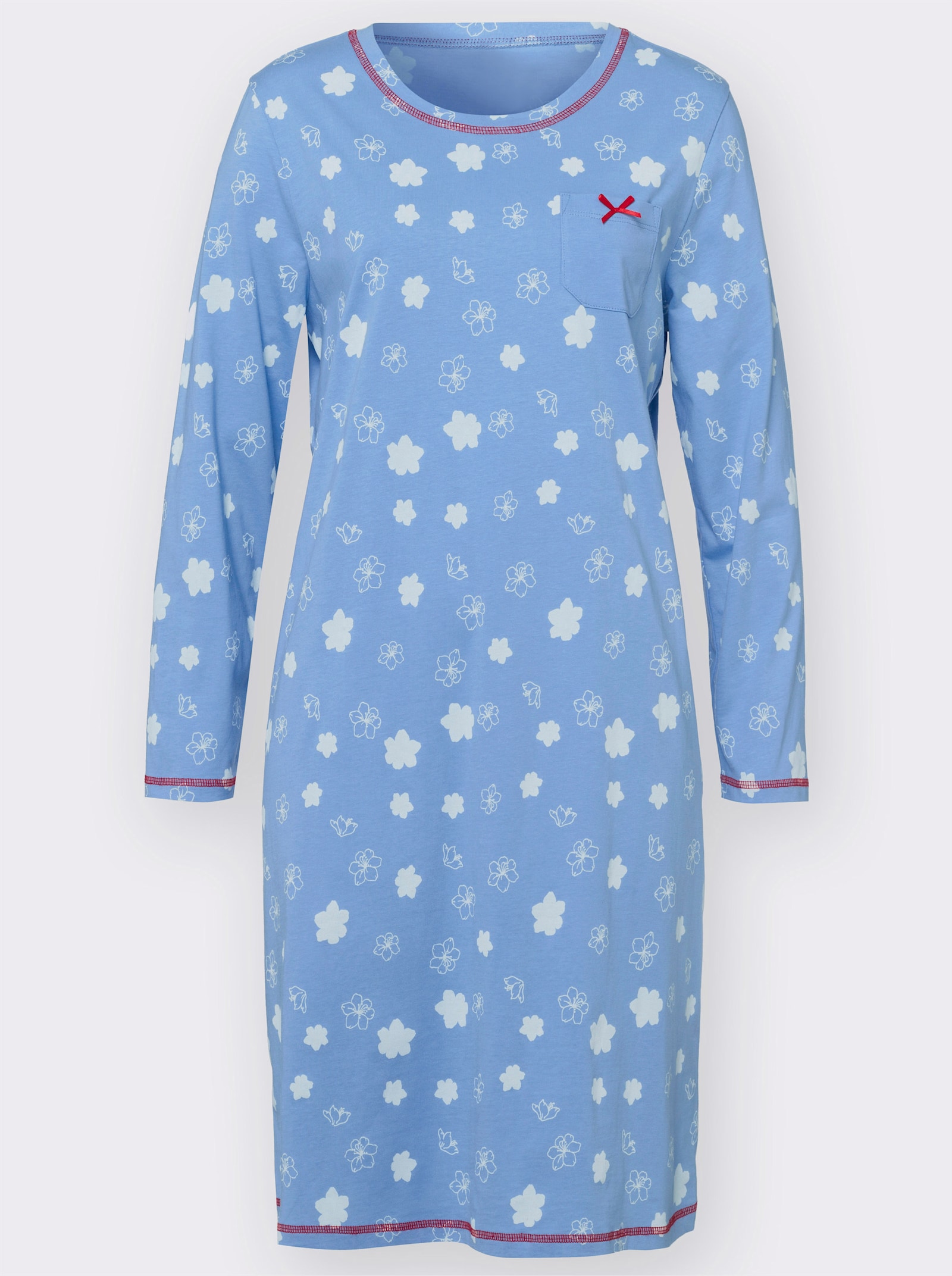 Nachthemden mit Kontrast-Akzenten, im Doppelpack - himmelblau + himmelblau-bedruckt