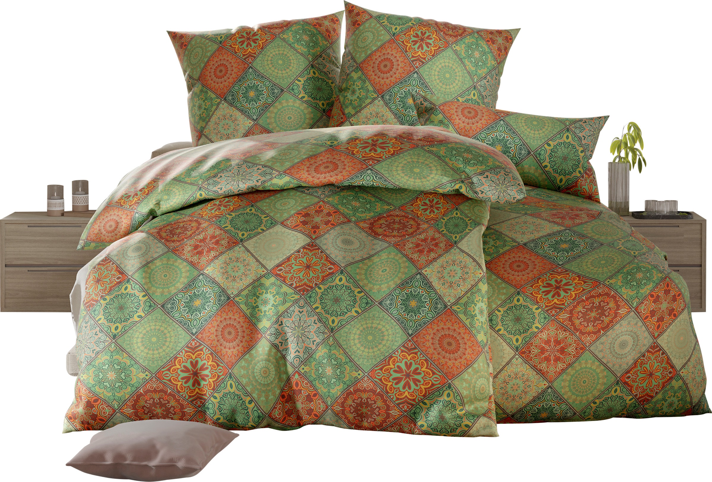 Wäschepur Unisex Bettwäsche Reseda-Orange-Bedruckt, Größe 80X80/135X200 Cm - Bild 3