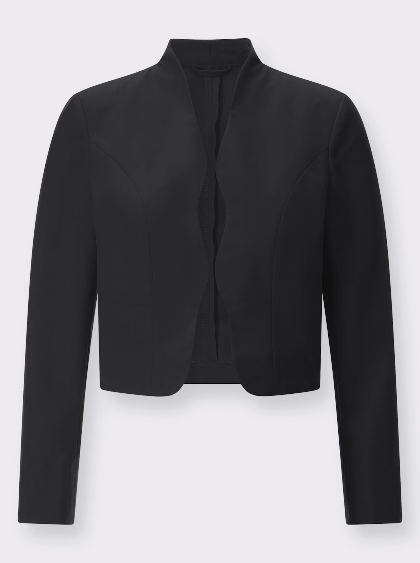 Bolerojacke mit Wellenabschluss, Stehkragen - schwarz
