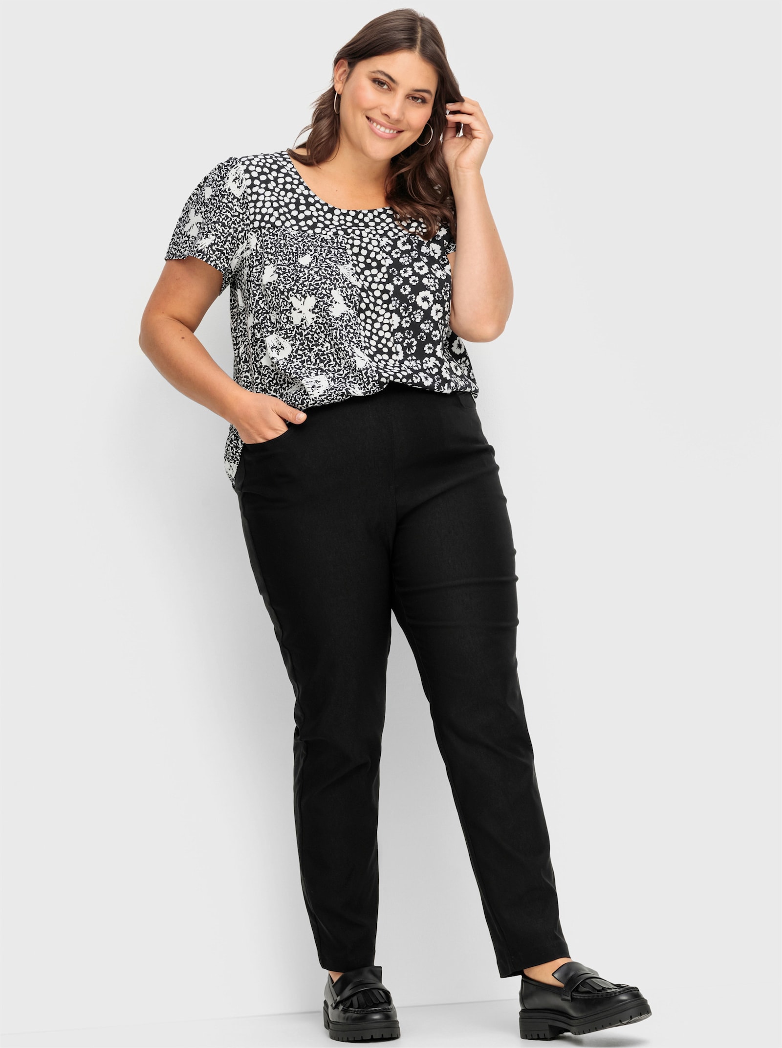 Bengalinhose mit Zierreißverschlüssen - schwarz