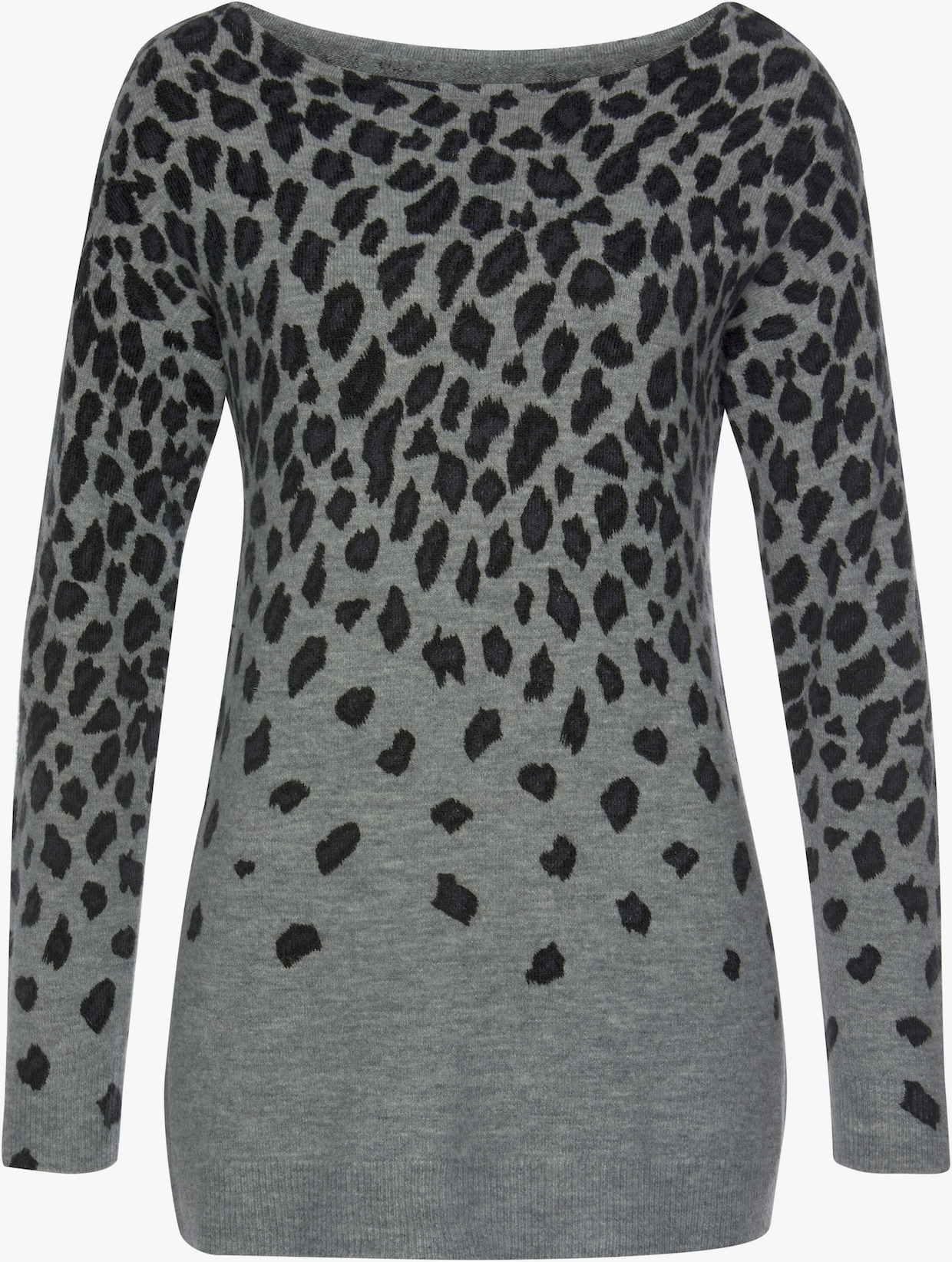 LASCANA Pull en tricot - gris chiné-léopard