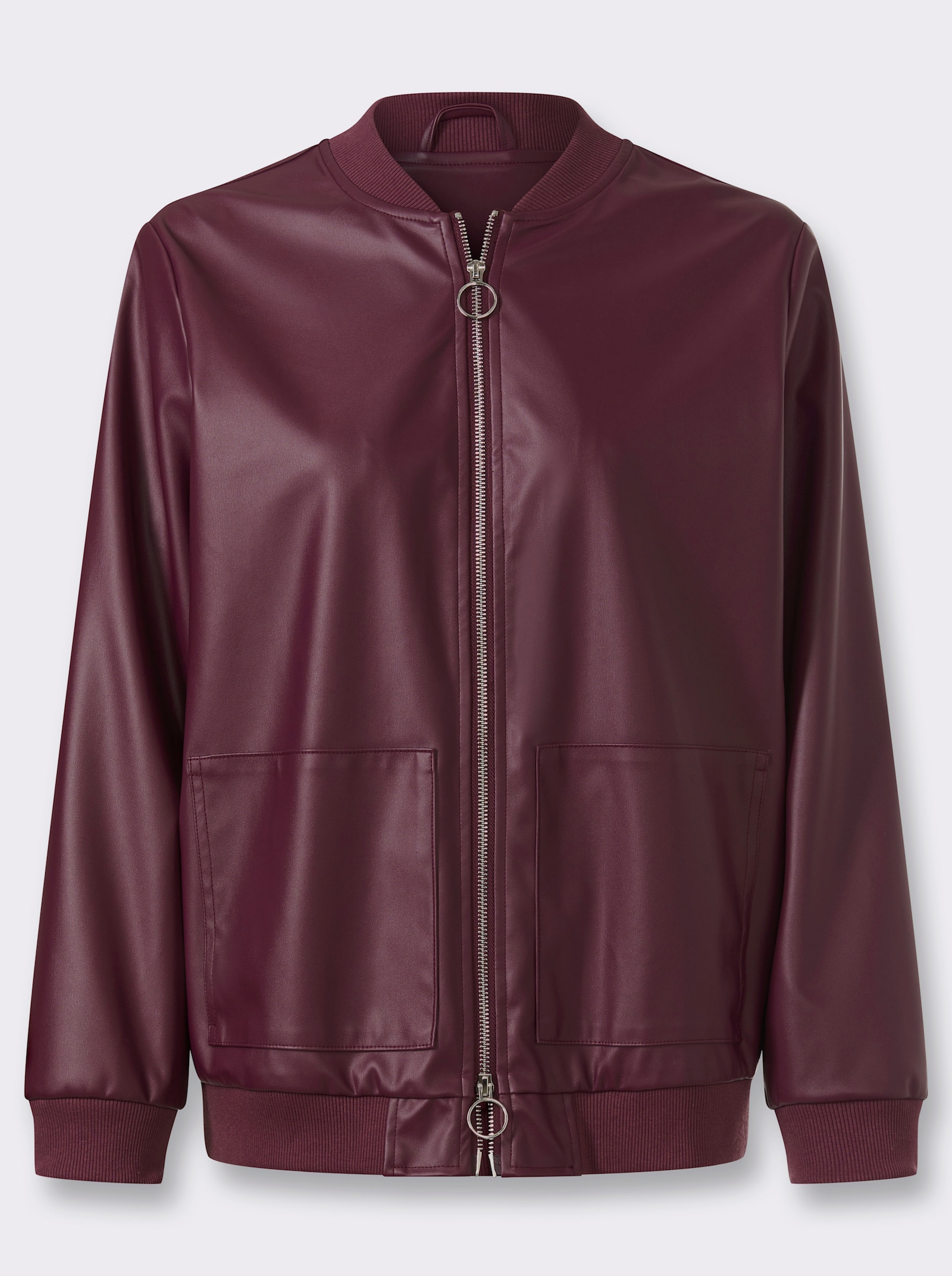 heine Lederimitatjacke Mit Strickbündchen - burgund