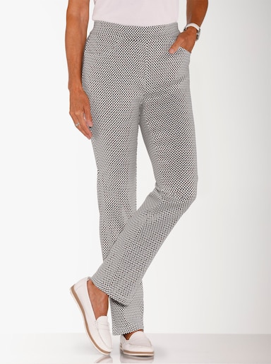 Stretch-Hose - anthrazit-ecru-gemustert
