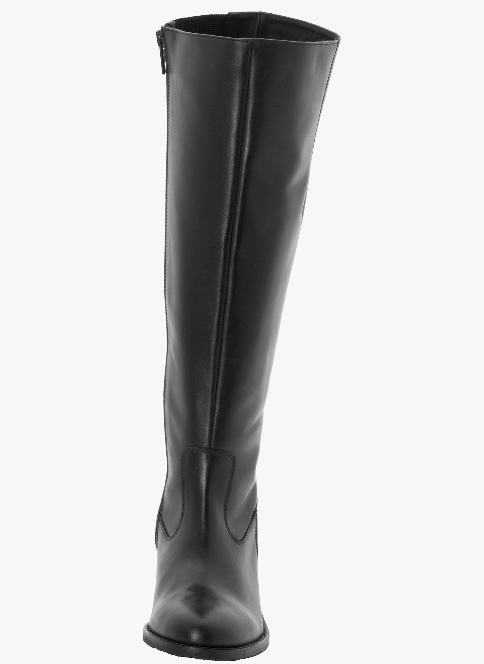 sheego Weitschaftstiefel aus Leder, mit Stretch-Einsatz - schwarz