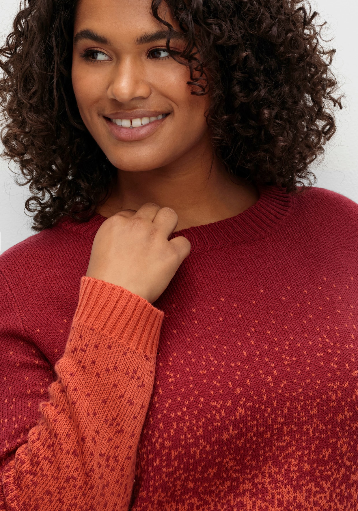 Jacquardpullover aus Jacquard-Strick - dunkelrot-gemustert