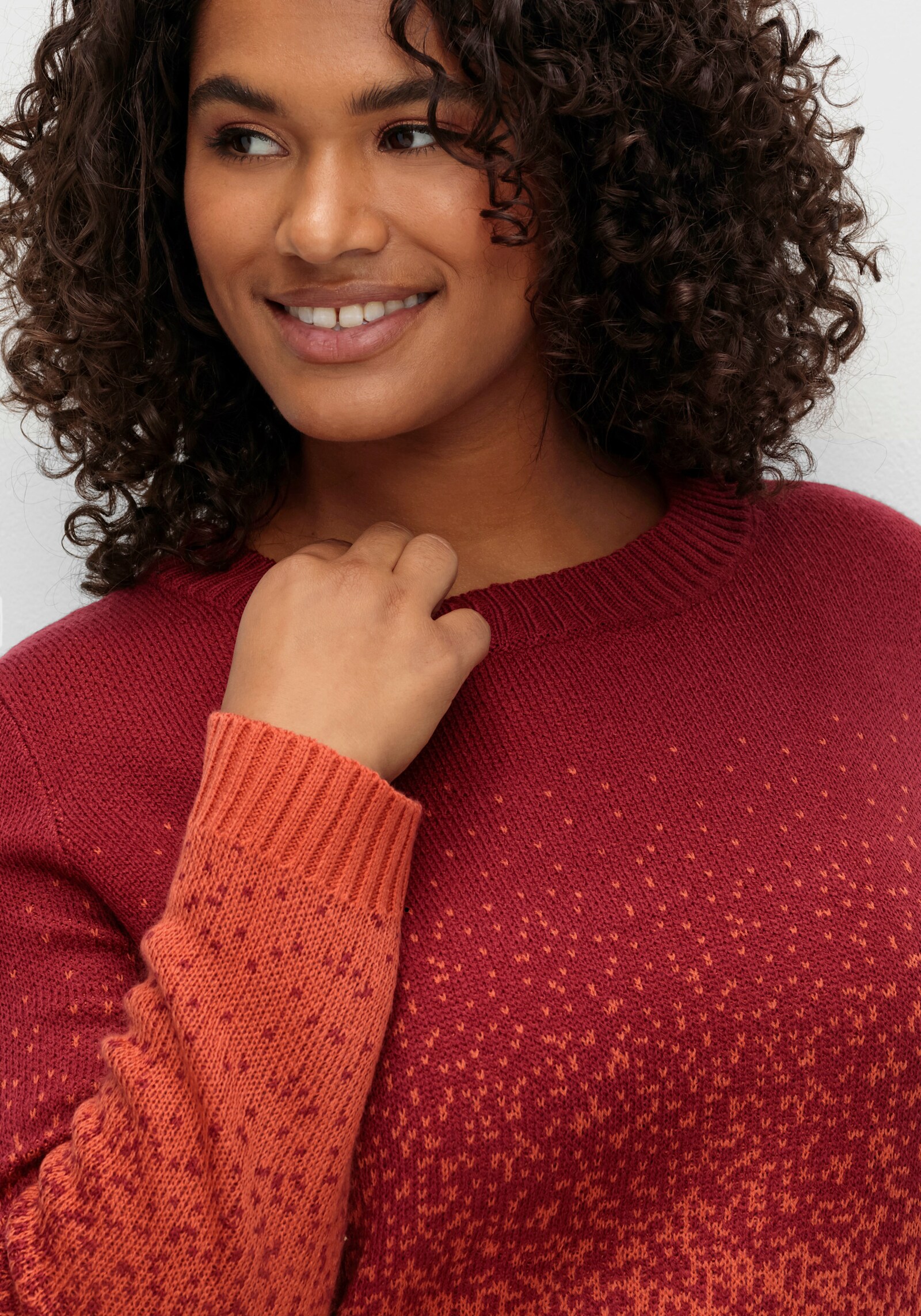 Jacquardpullover aus Jacquard-Strick - dunkelrot-gemustert