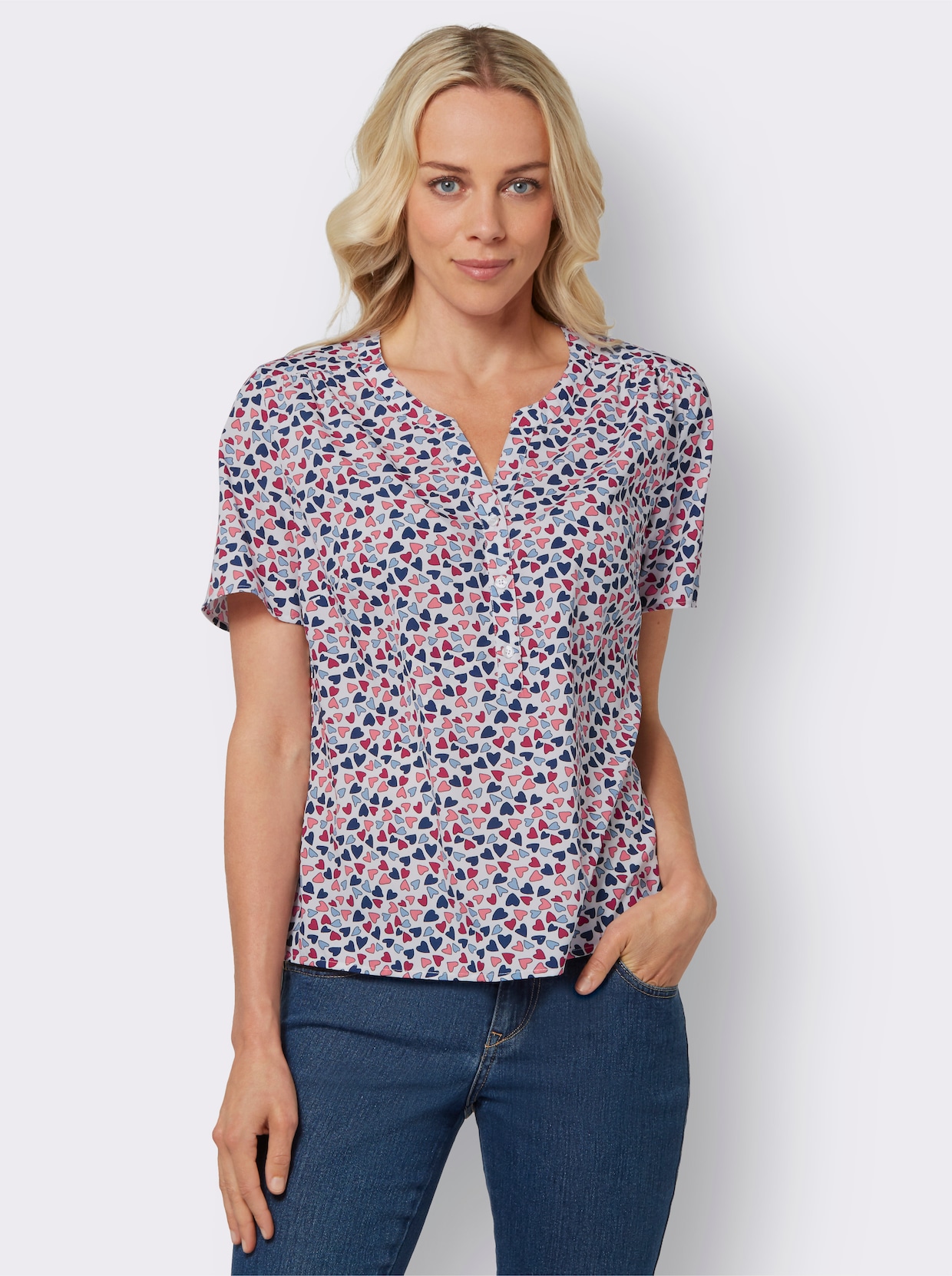 Blouse met korte mouwen - ecru geprint