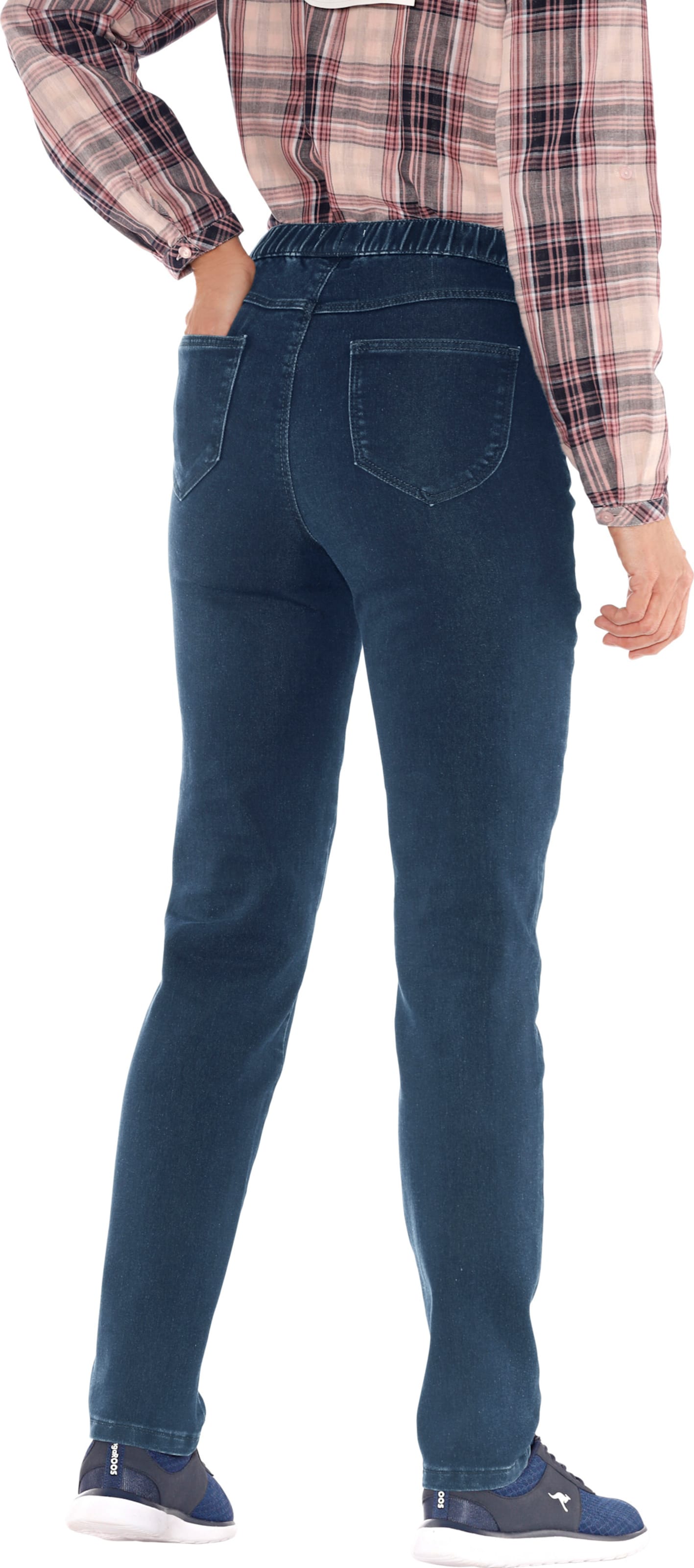 SSIG günstig Kaufen-Jeans in dark blue von heine. Jeans in dark blue von heine <![CDATA[Richtig schön lässig und so bequem! Jeans in dezenter Waschung mit Rundum-Dehnbund. Vorne 2 angedeutete Taschen, hinten 2 Gesäßtaschen. Die komfortable Stretch-Qualität sorgt für ei