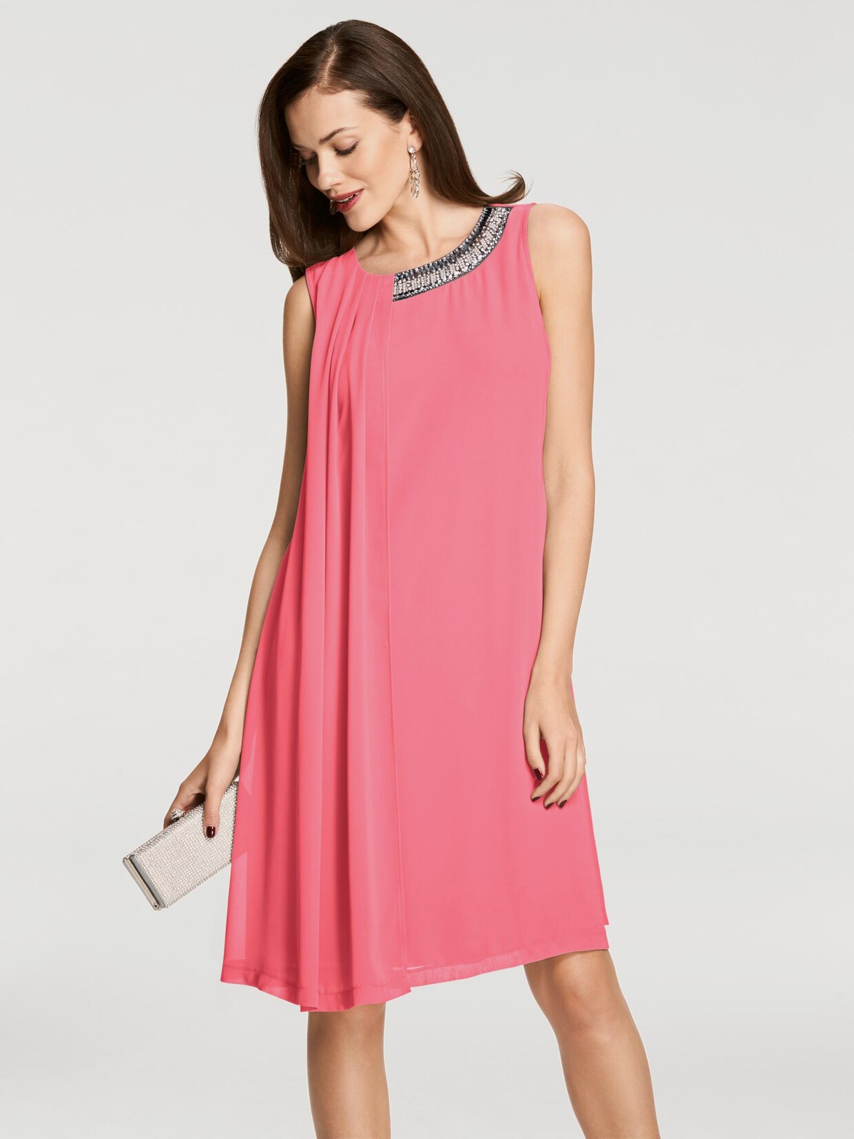 Patrizia Dini Chiffonkleid - koralle