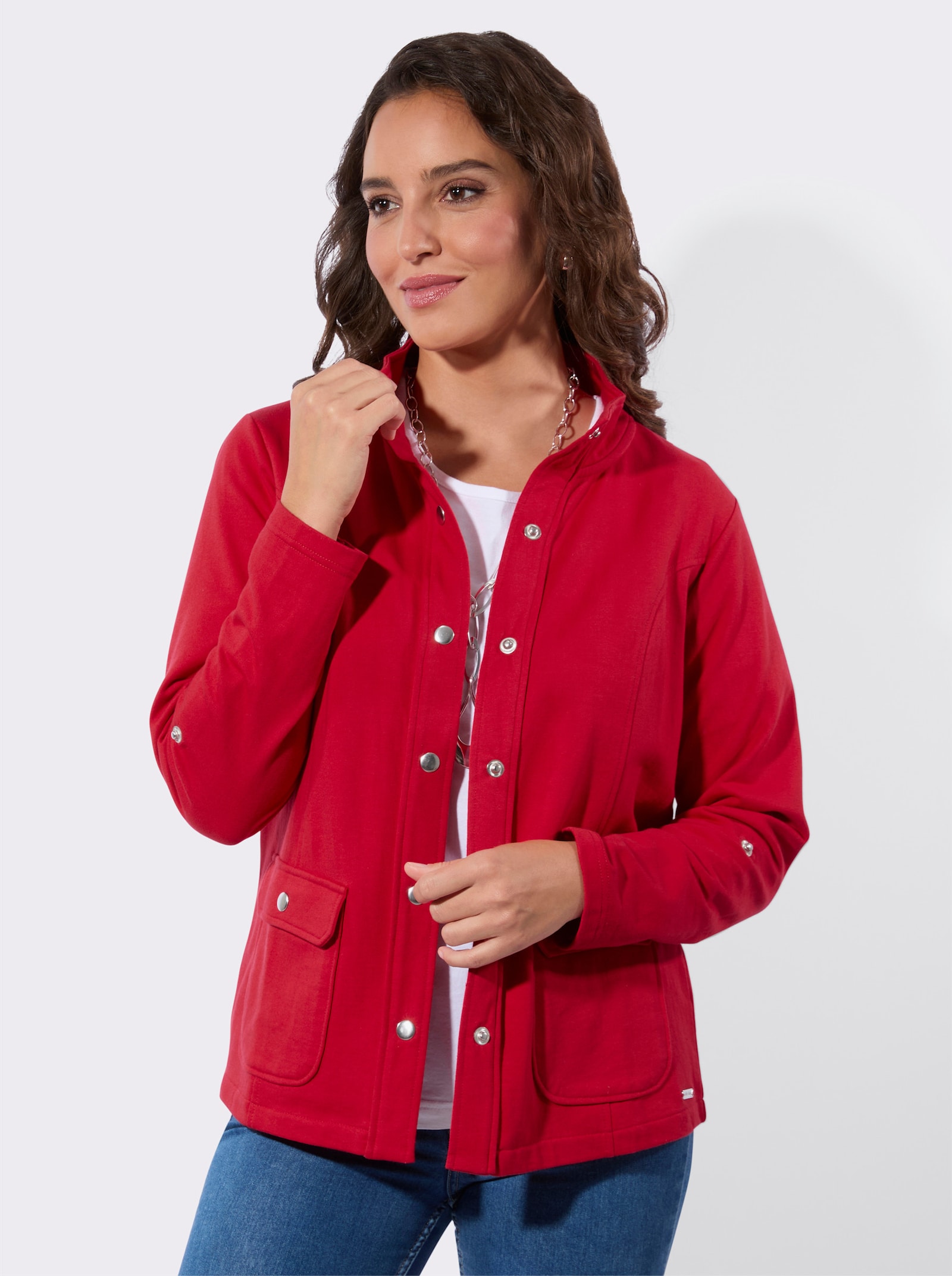 Shirtjacke mit Druckknopf-Verschluss - rot