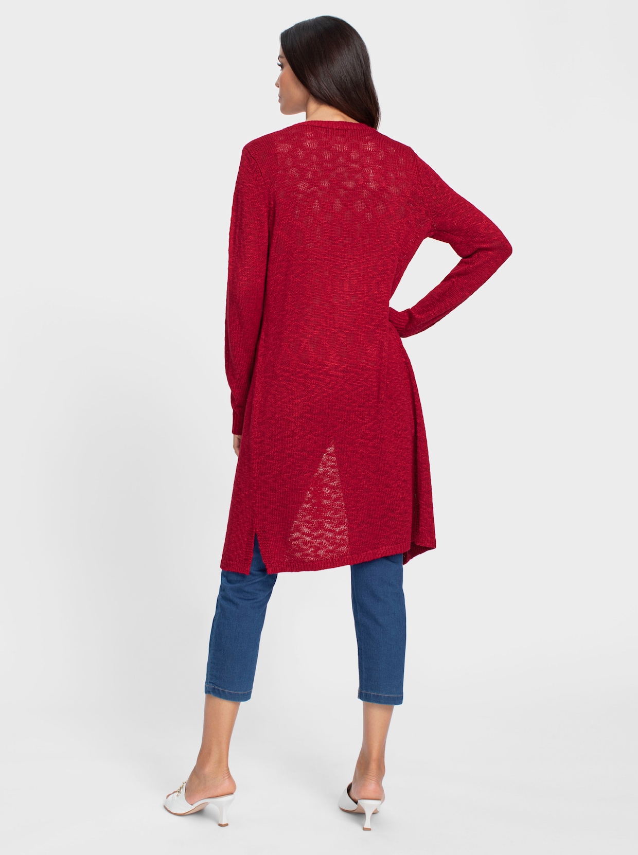 heine Lang gebreid vest - rood