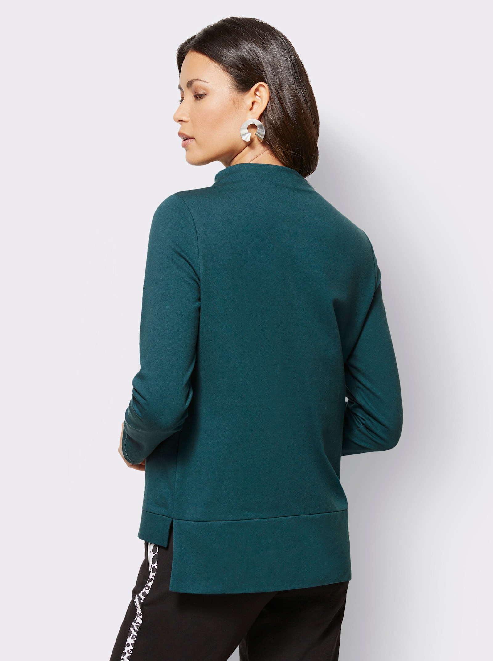 Langarmshirt hinten länger - petrol