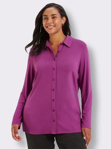 sheego Jersey-Bluse mit durchgehender Knopfleiste - erika
