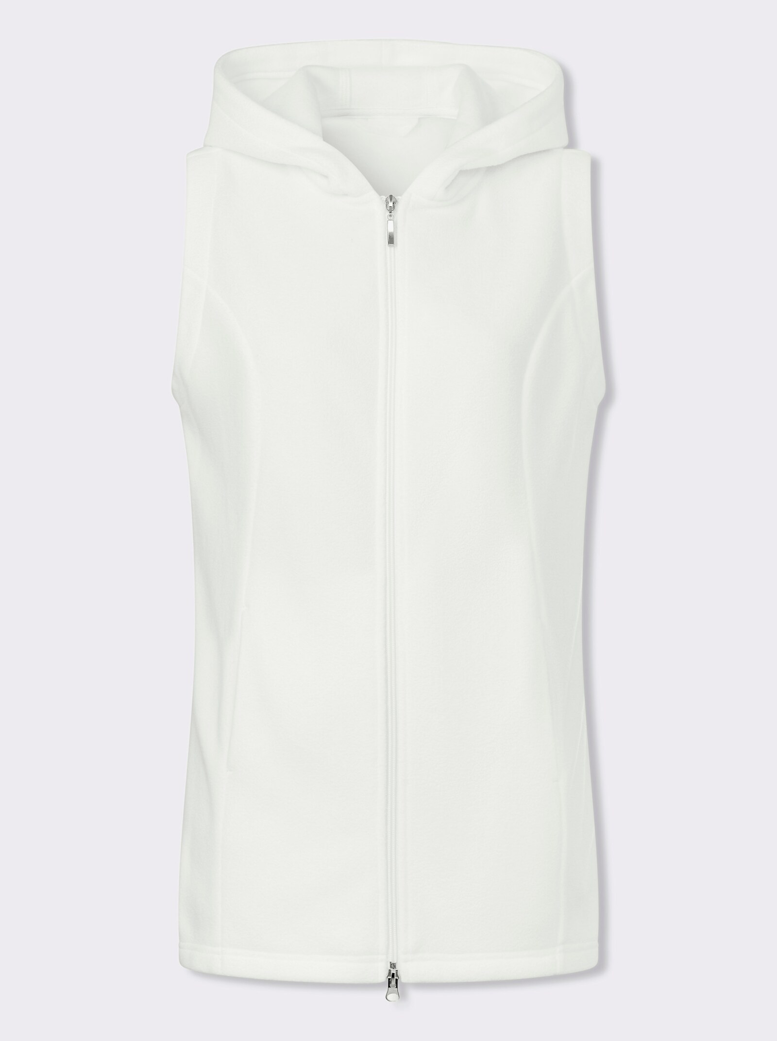 Fleeceväst med tvåvägsdragkedja - gräddvit