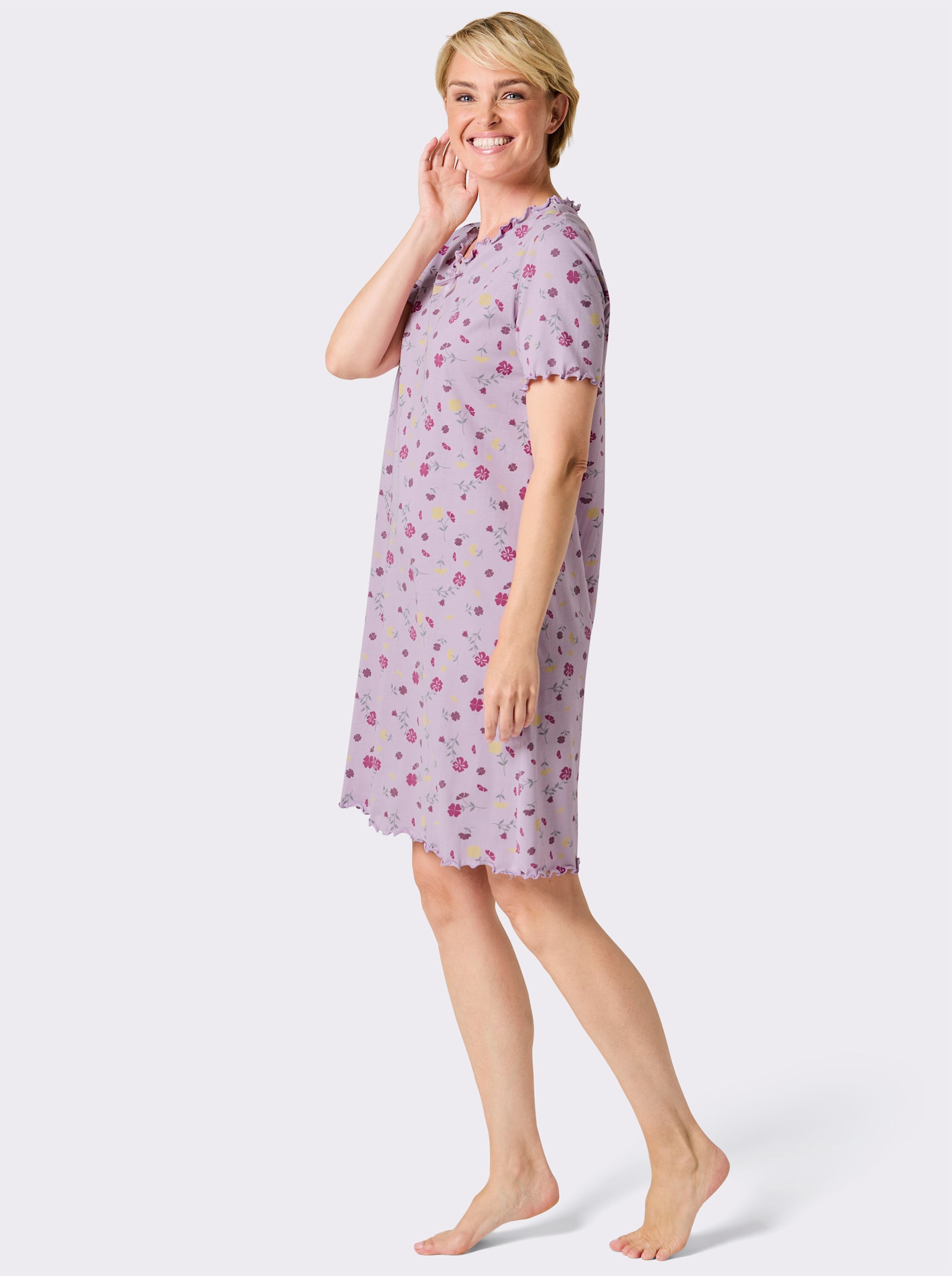 wäschepur Nachthemden - weiß-zitrone-bedruckt + flieder-zitrone-bedruckt