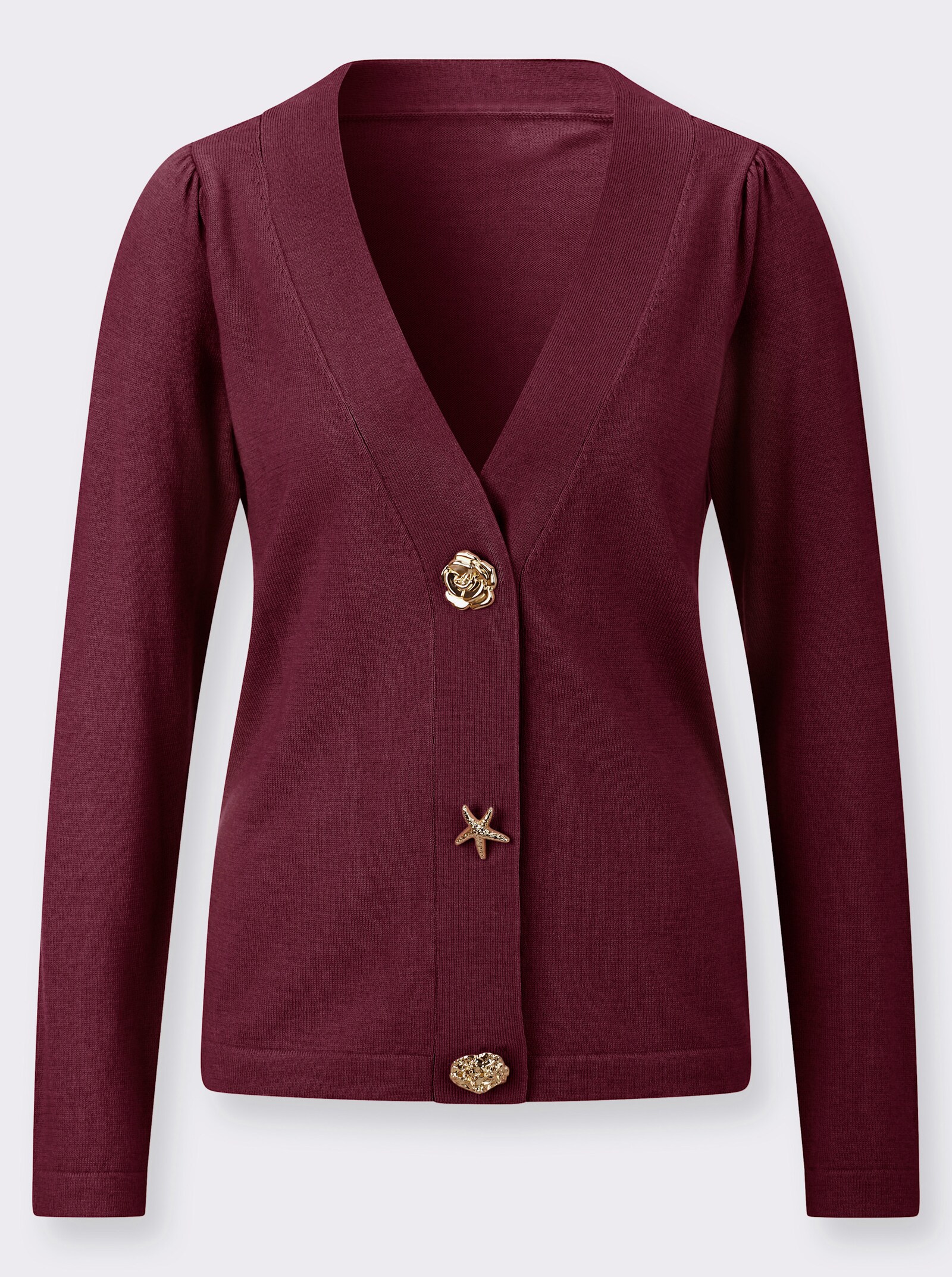 Cardigan mit Druckknöpfen - bordeaux