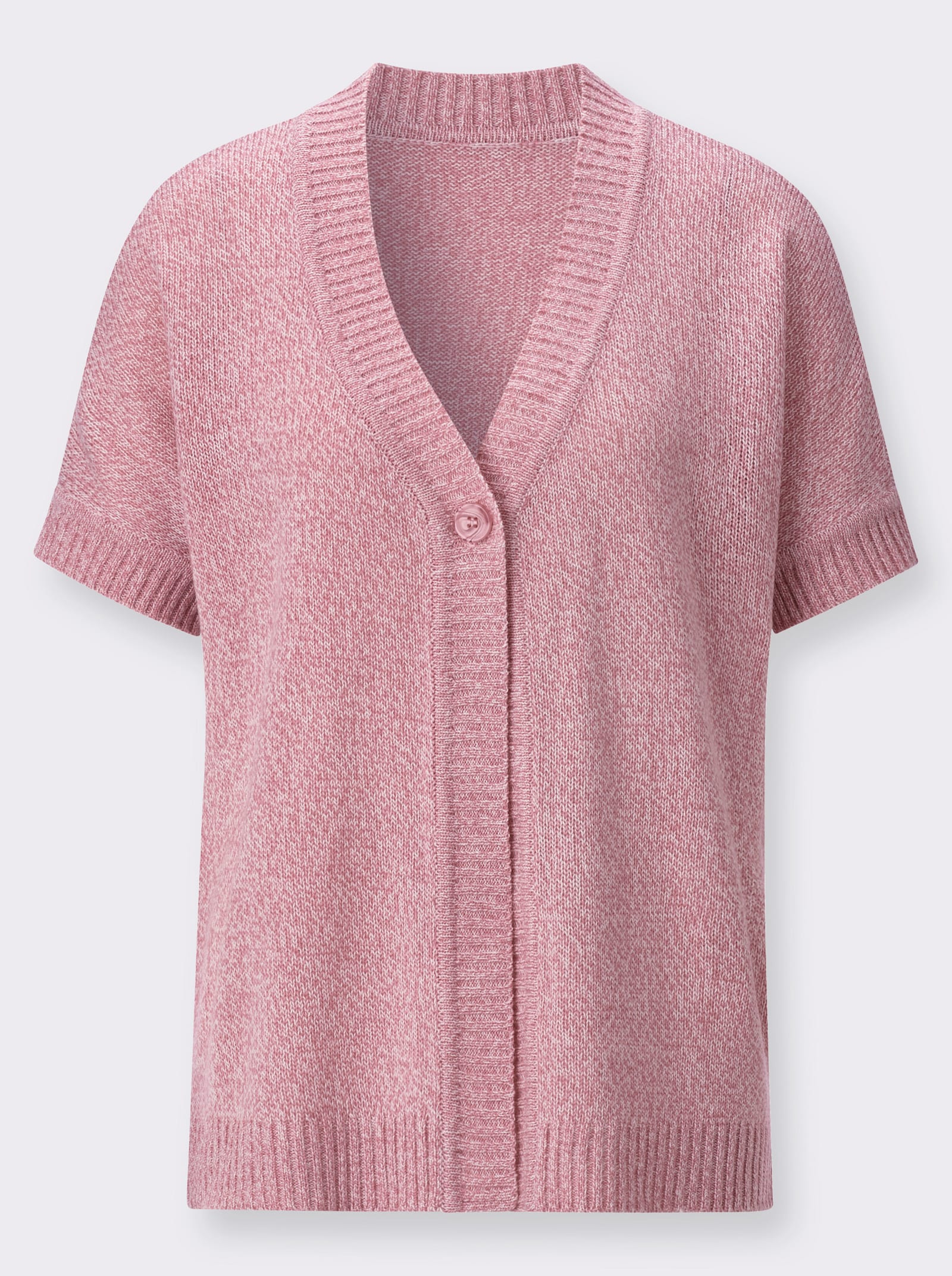 Strickjacke mit Fledermaus-Ärmeln - altrosa-ecru-meliert