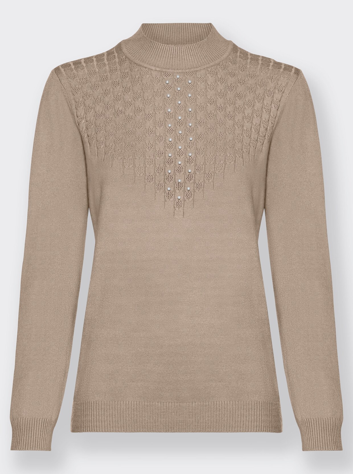 Stehkragenpullover - sesam