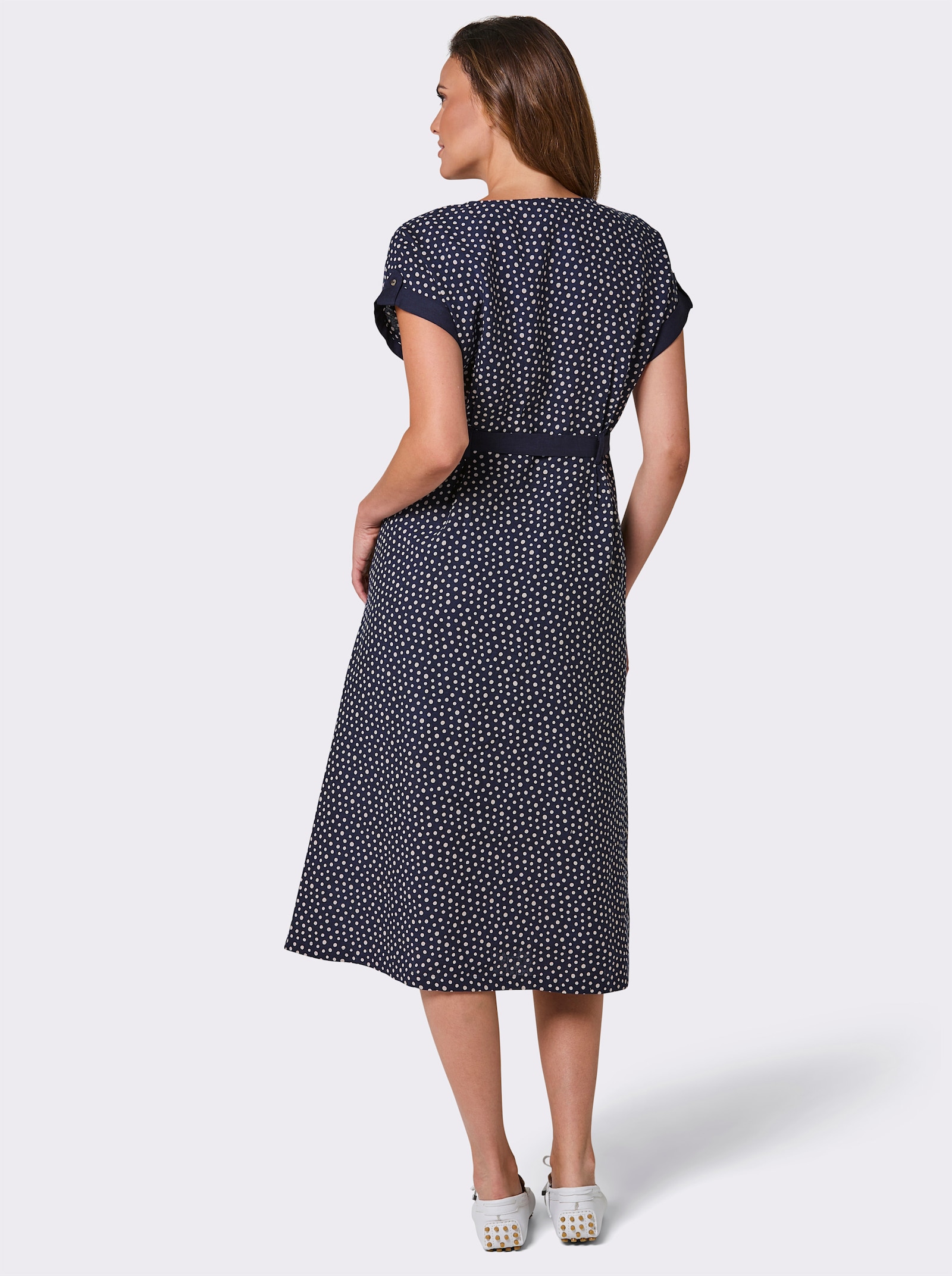 CREATION L PREMIUM Druckkleid aus reinem Leinen - marine-weiß-bedruckt