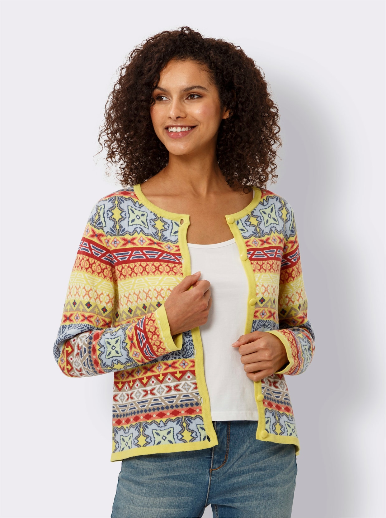 heine Veste en tricot jacquard - citron vert-bleu glacier à motifs