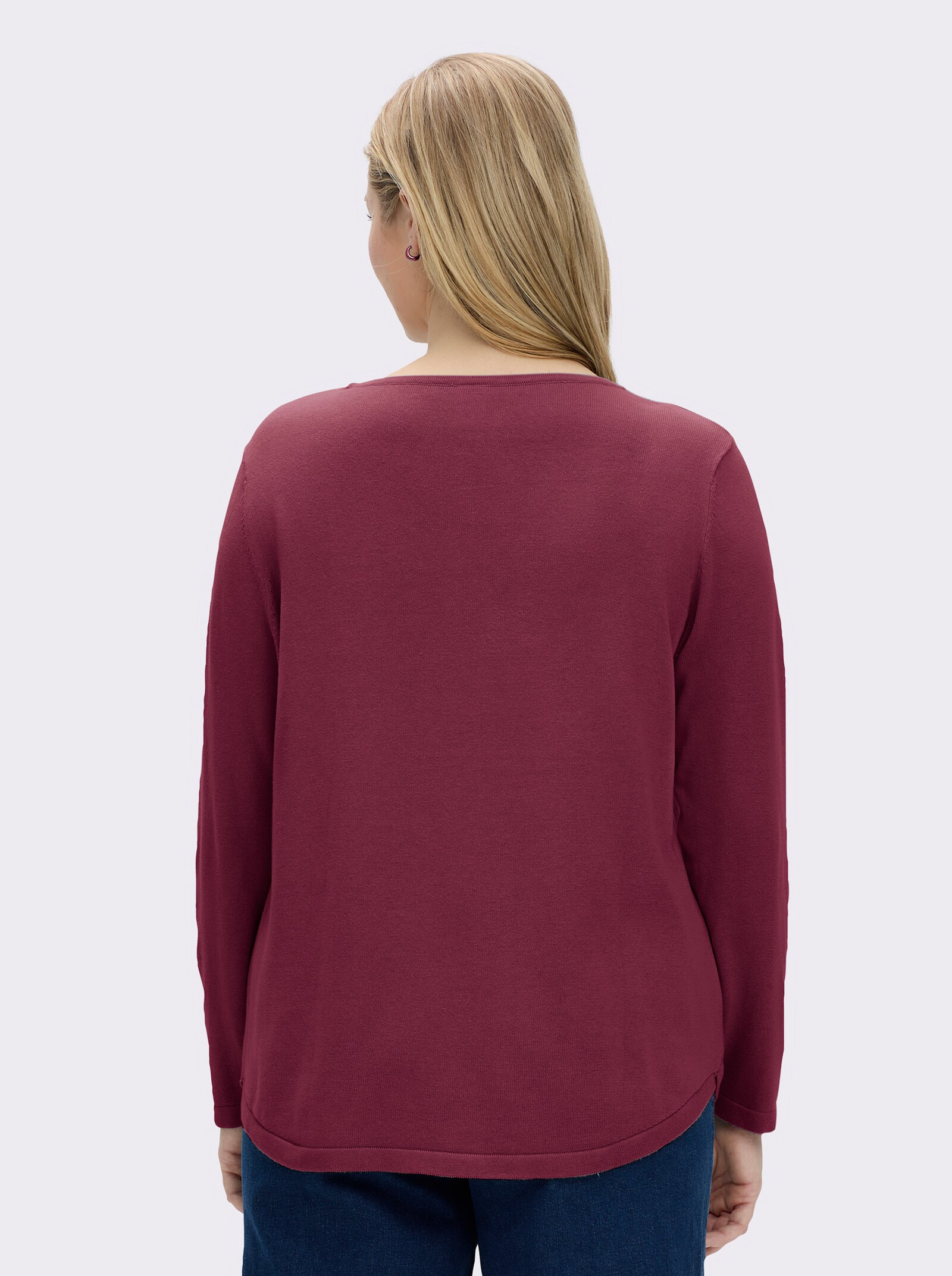 Baumwollpullover mit überlappendem Saum - bordeaux