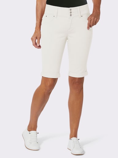 Bermudas mit gekrempeltem Saum - weiß