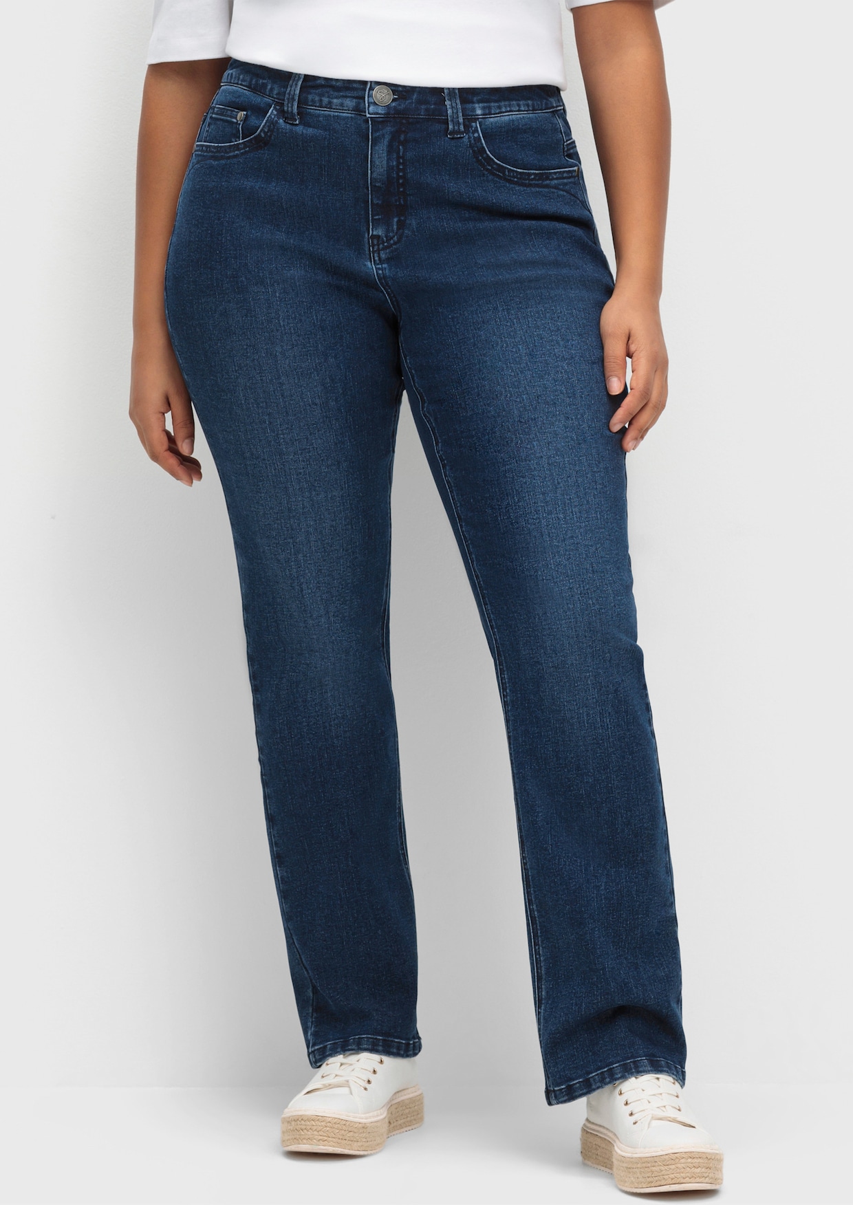 sheego Gerade Jeans - dark blue denim