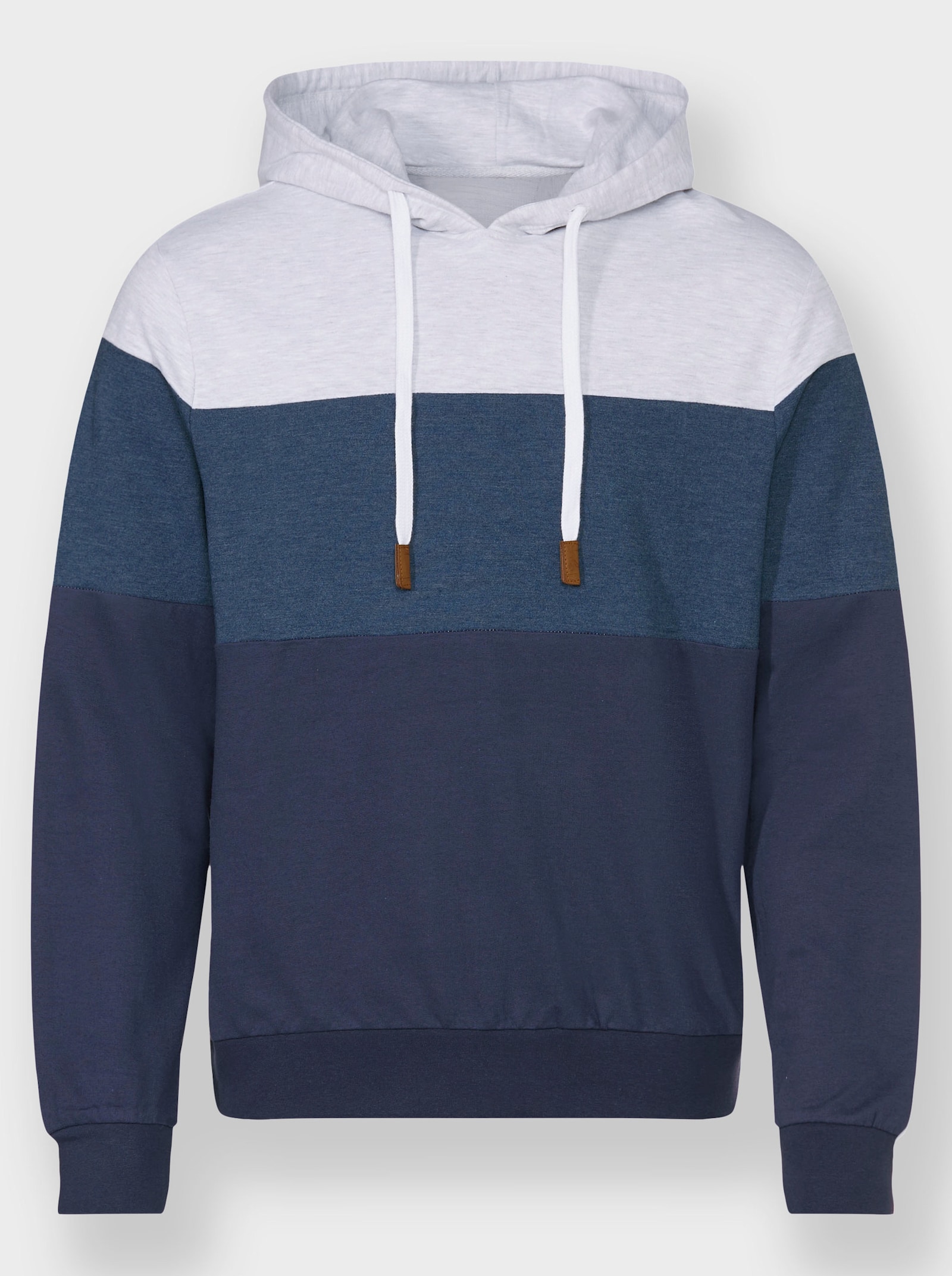 Catamaran Sweatshirt met capuchon en patroon van brede strepen - marine/lichtgrijs gestreept